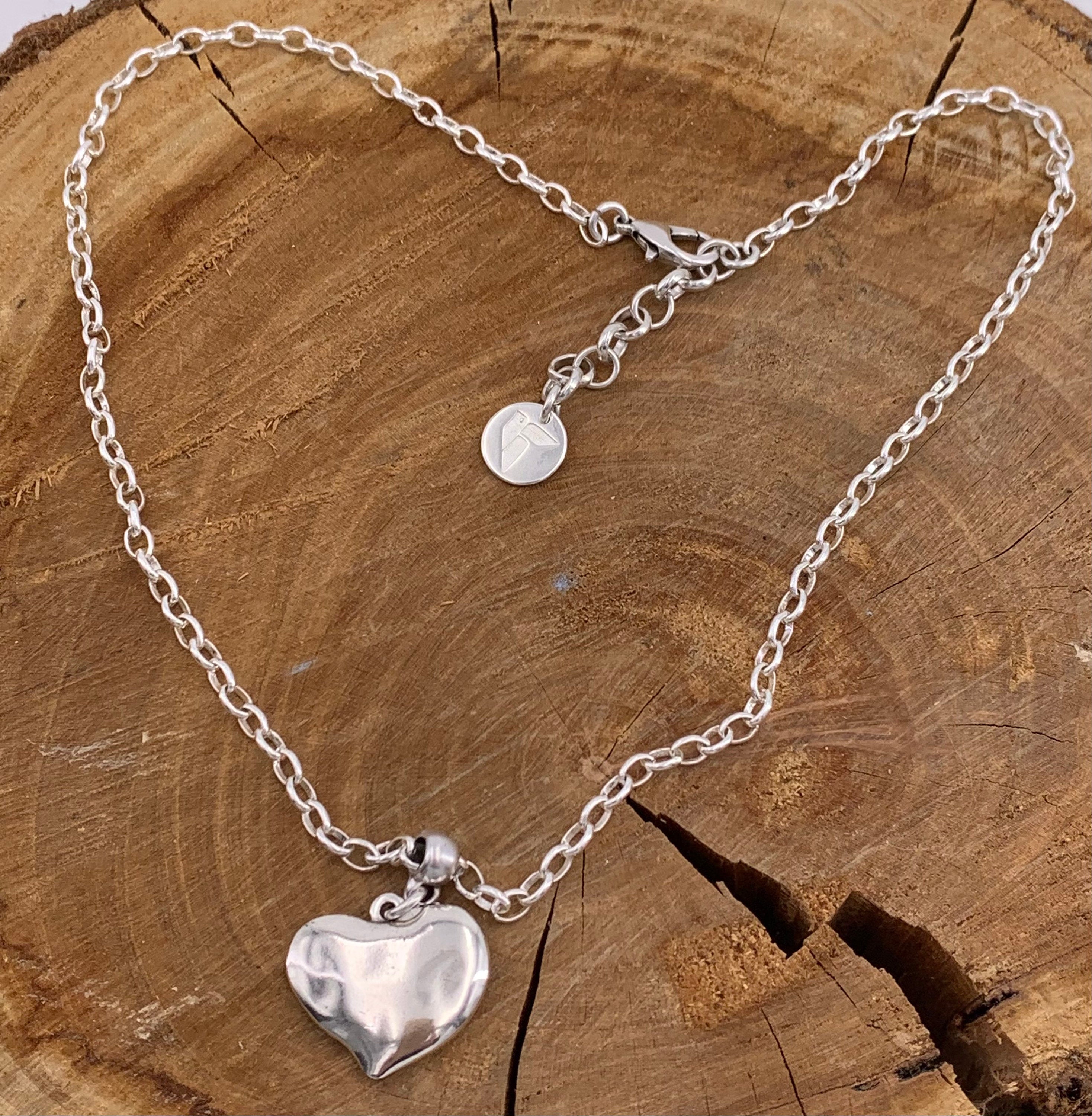 chunky chain necklace, heart pendant necklace, silver necklace, boho necklace,  style, boho jewelry, silver chain choker, gift