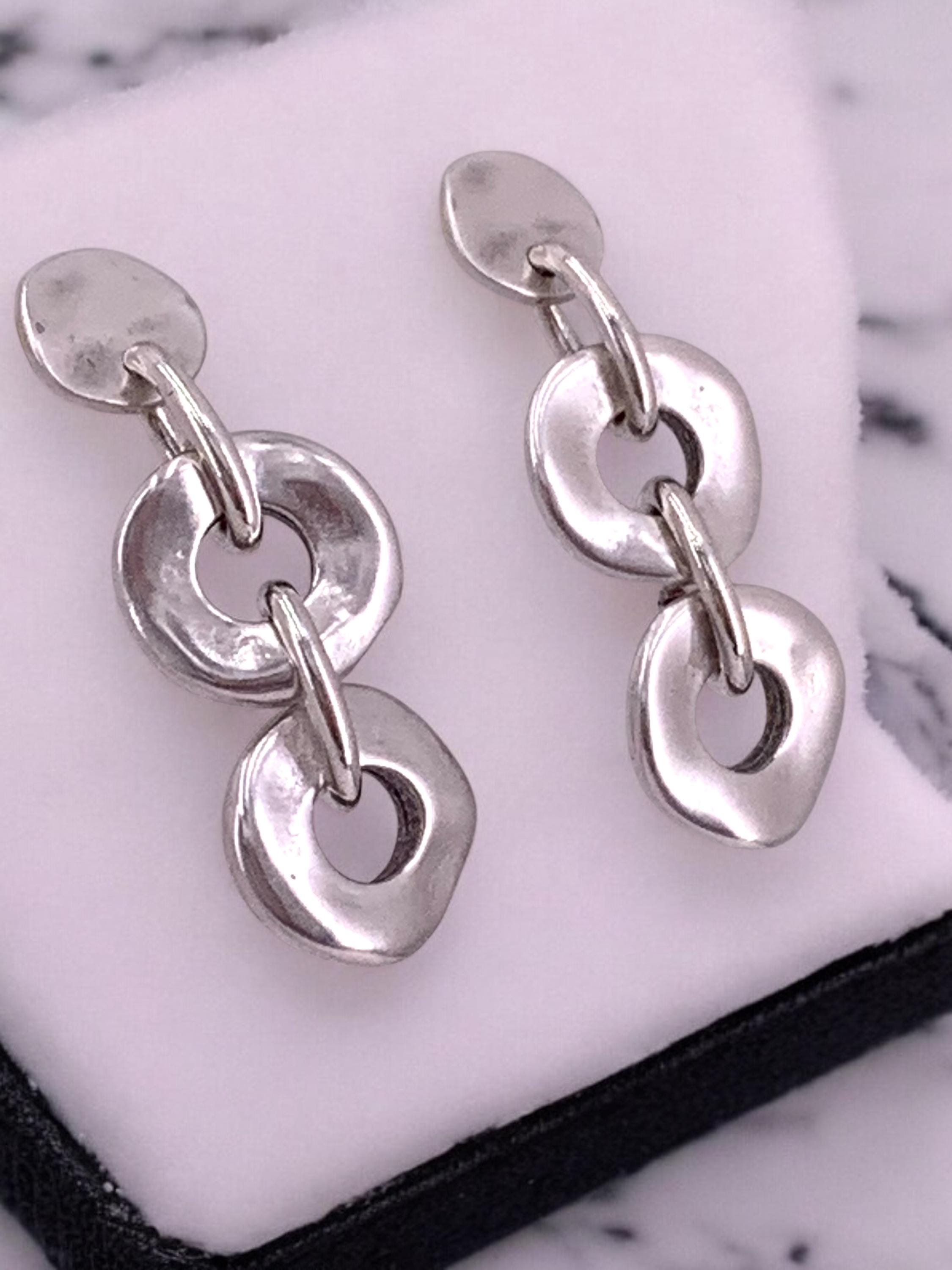 Bulky silver chain link earrings, chunky earrings, large earrings, statement earrings, uno de 50 style, gift for women, oversize earrings