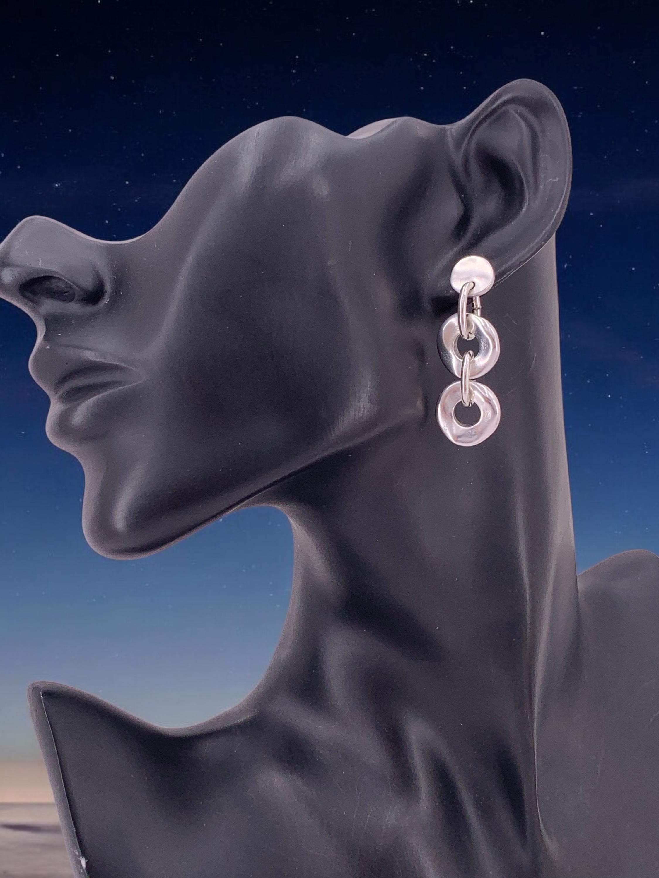 Bulky silver chain link earrings, chunky earrings, large earrings, statement earrings, uno de 50 style, gift for women, oversize earrings