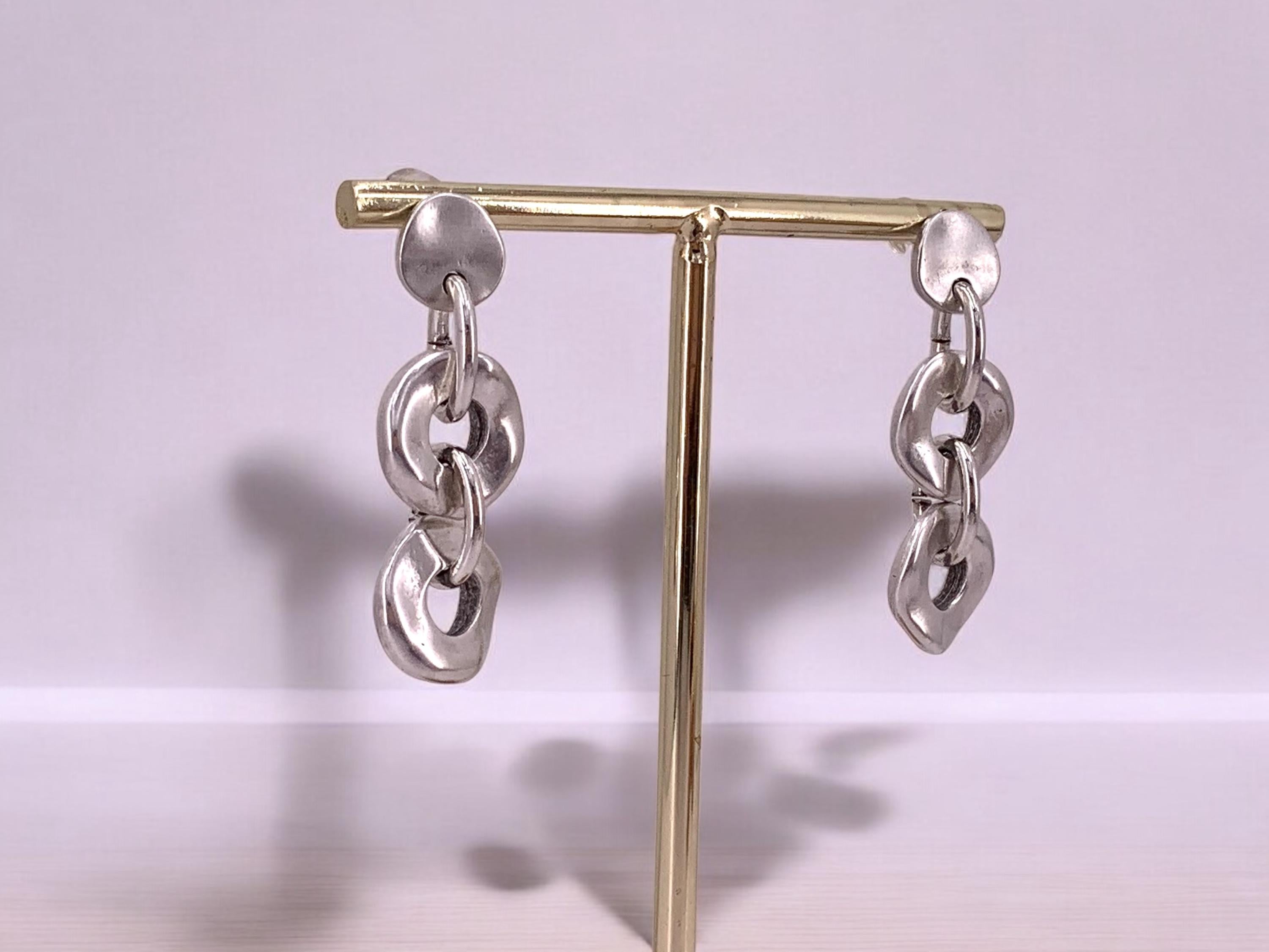 Bulky silver chain link earrings, chunky earrings, large earrings, statement earrings, uno de 50 style, gift for women, oversize earrings