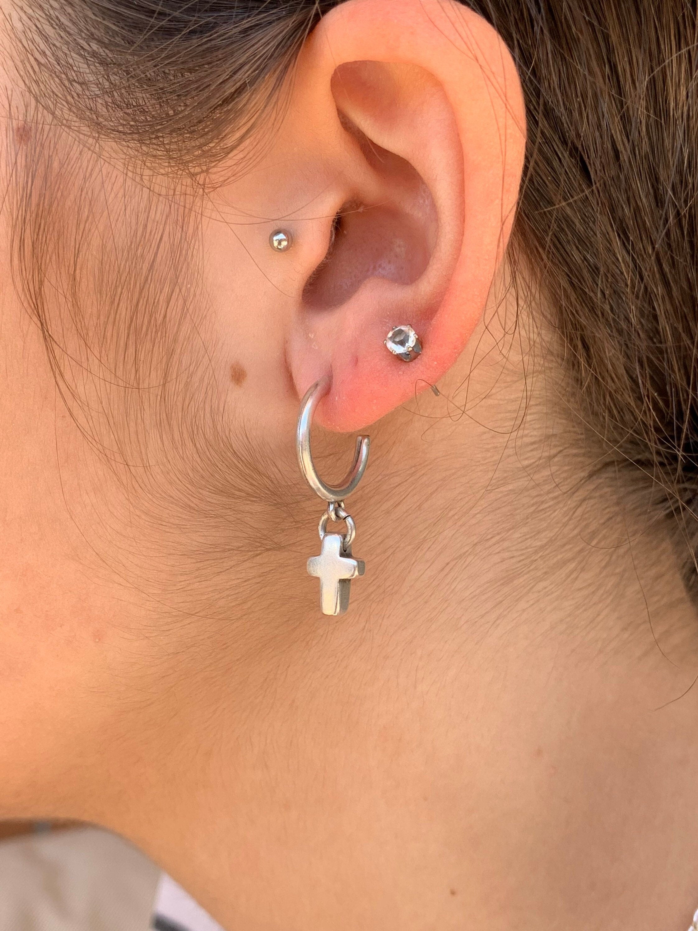 Edgy Cross Hoop Earrings – Silver-Plated Statement with Urban Attitude, Bold, Urban and Unapologetic, Cross Charm Hoops with a Modern Edge