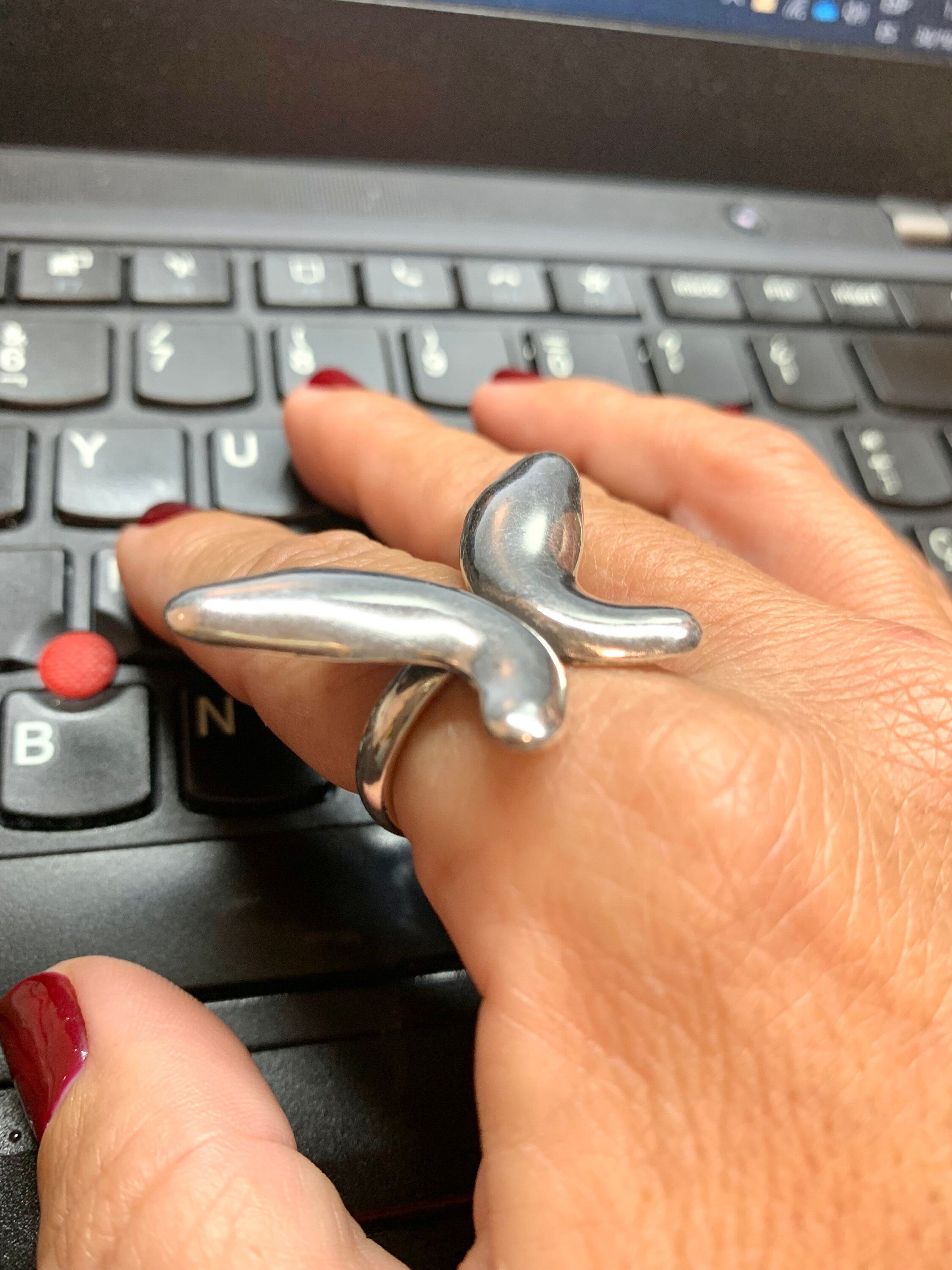 Anillo de plata voluminoso con forma de mariposa para mujer, regalo para novia, anillo grueso ajustable en plata ideal para un regalo único
