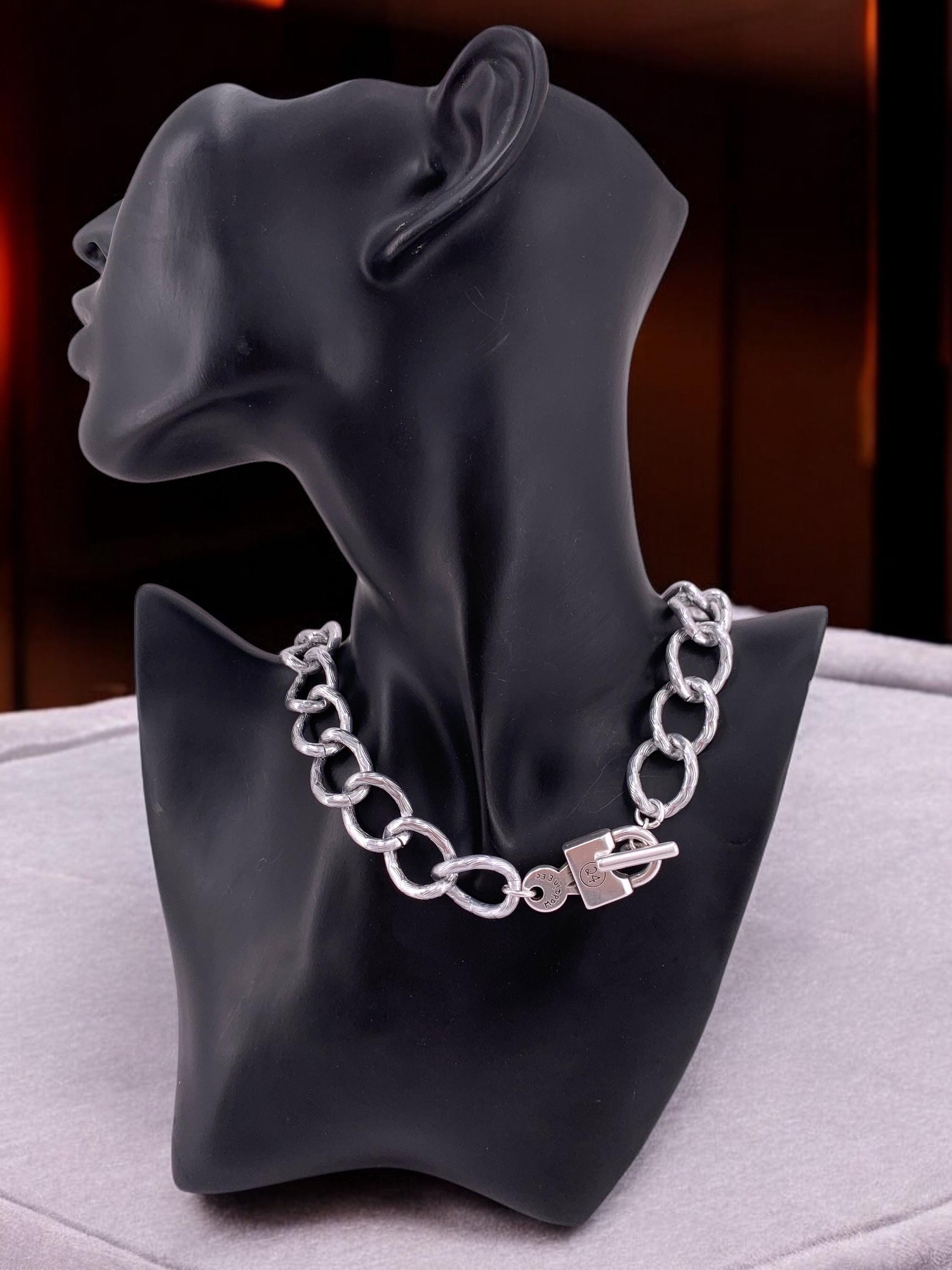 Bulky silver toggle clasp lightweight necklace, bold chain chunky light necklace, aluminum chain necklace, uno de 50 style, gift for her
