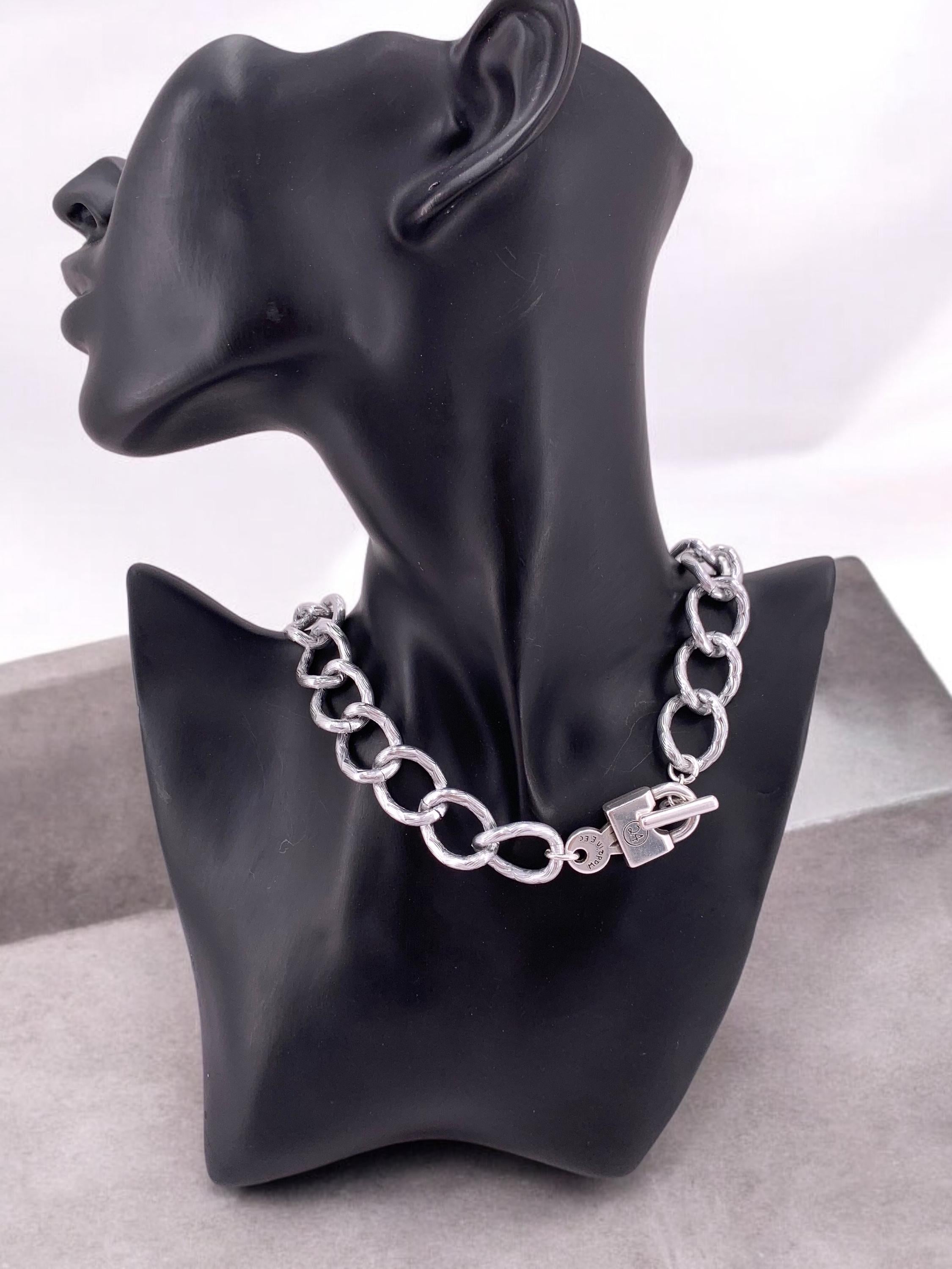 Bulky silver toggle clasp lightweight necklace, bold chain chunky light necklace, aluminum chain necklace, uno de 50 style, gift for her