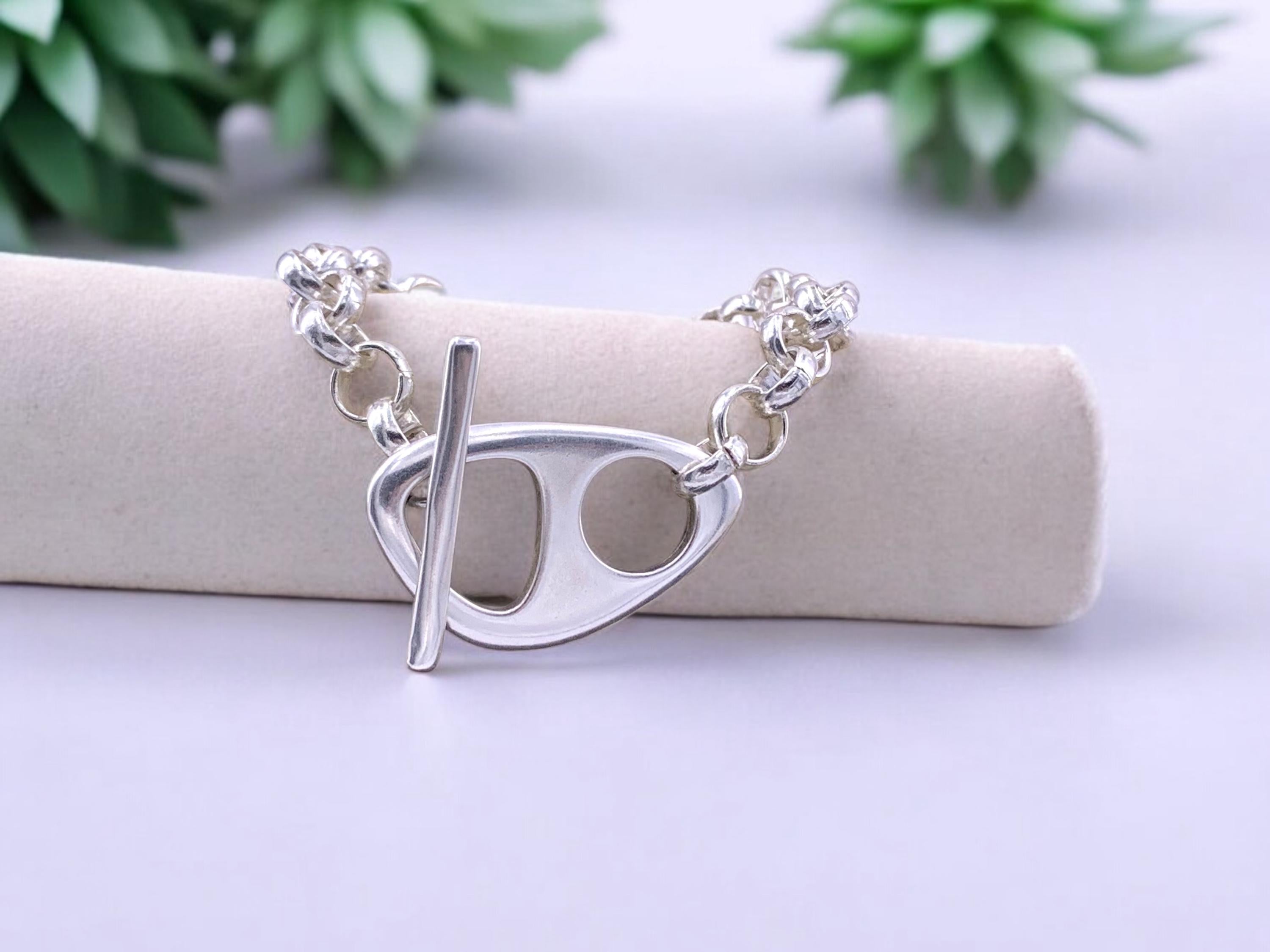 Toggle silver chain chunky bracelet, bulky bracelet, bold chain bracelet, uno de 50 style, valentines gift, bohemian bracelet,
