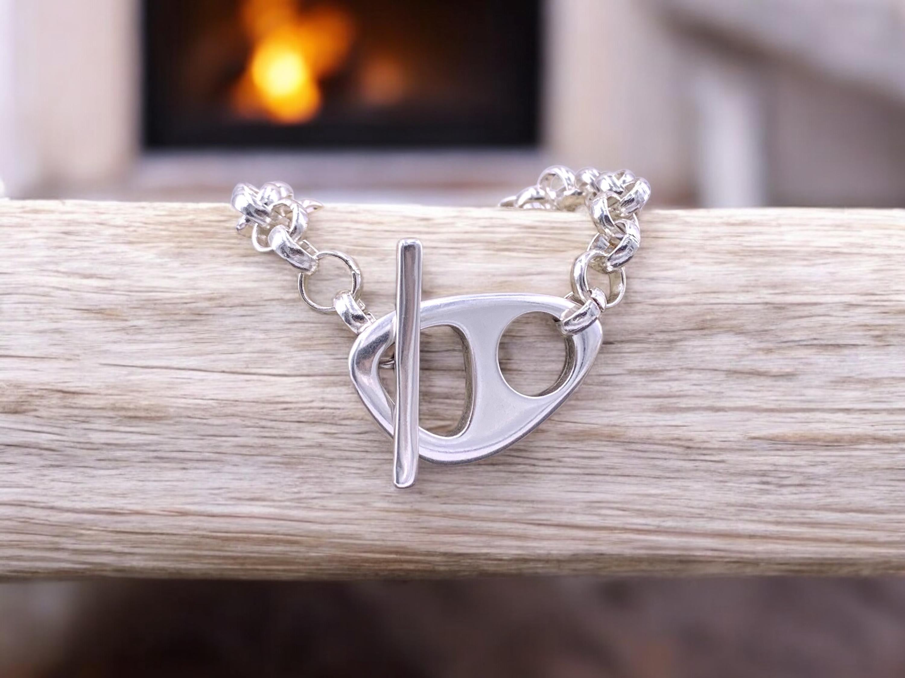 Toggle silver chain chunky bracelet, bulky bracelet, bold chain bracelet, uno de 50 style, valentines gift, bohemian bracelet,