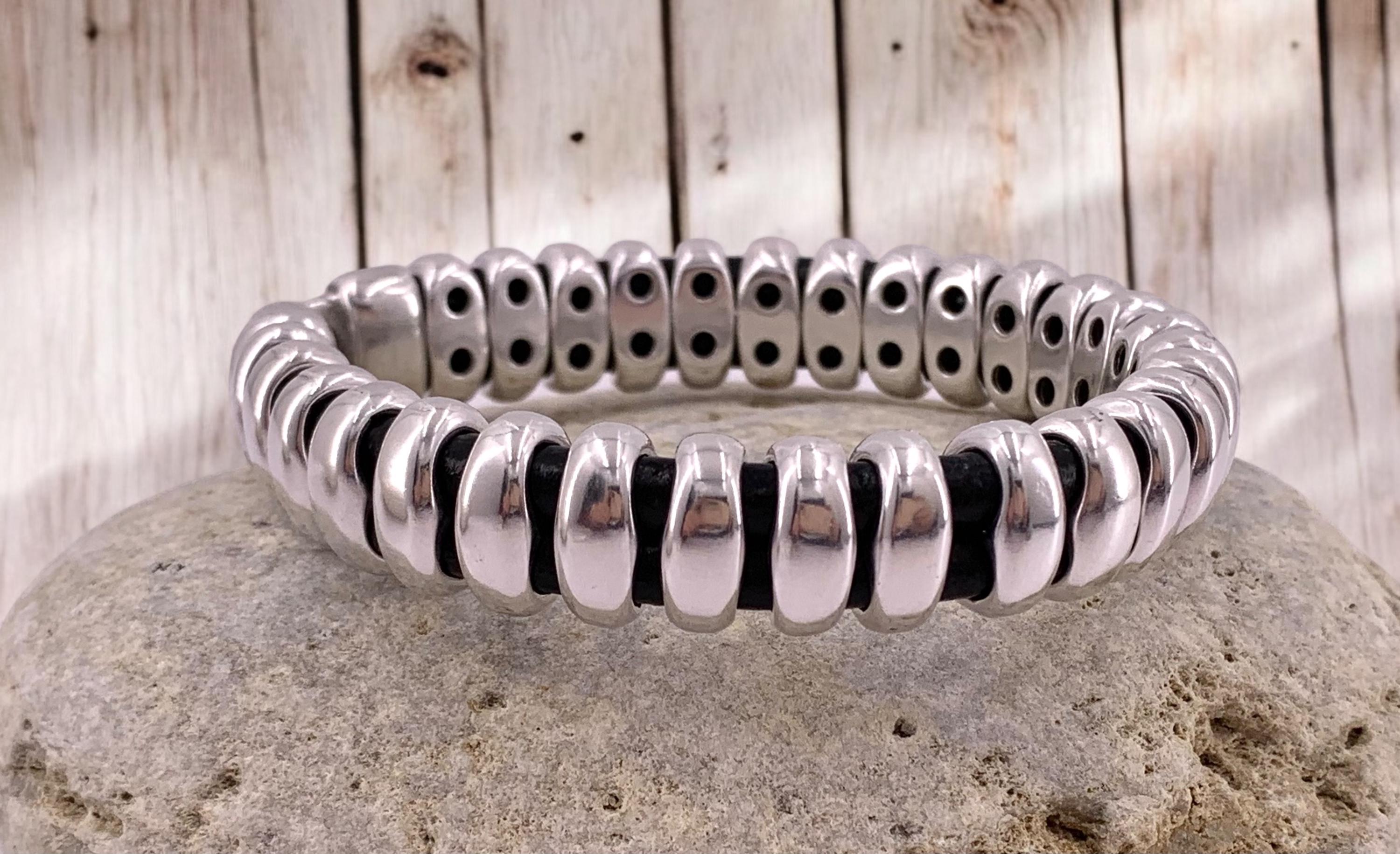 Heavyweight chunky bracelet for men, silver bold bracelet, silver cuff bracelet, statement metal bracelet for men, uno de 50 style bracelets