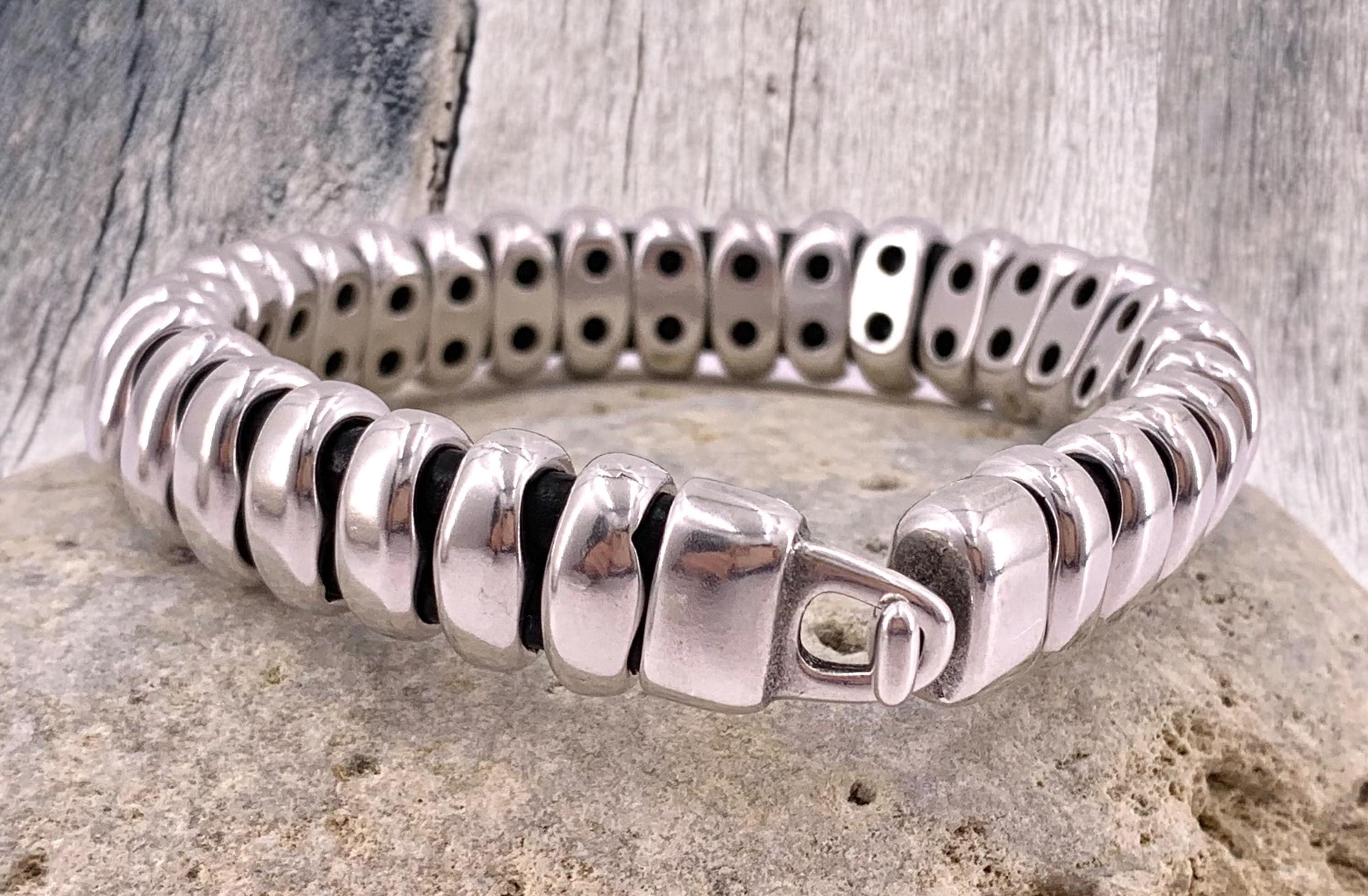 Heavyweight chunky bracelet for men, silver bold bracelet, silver cuff bracelet, statement metal bracelet for men, uno de 50 style bracelets