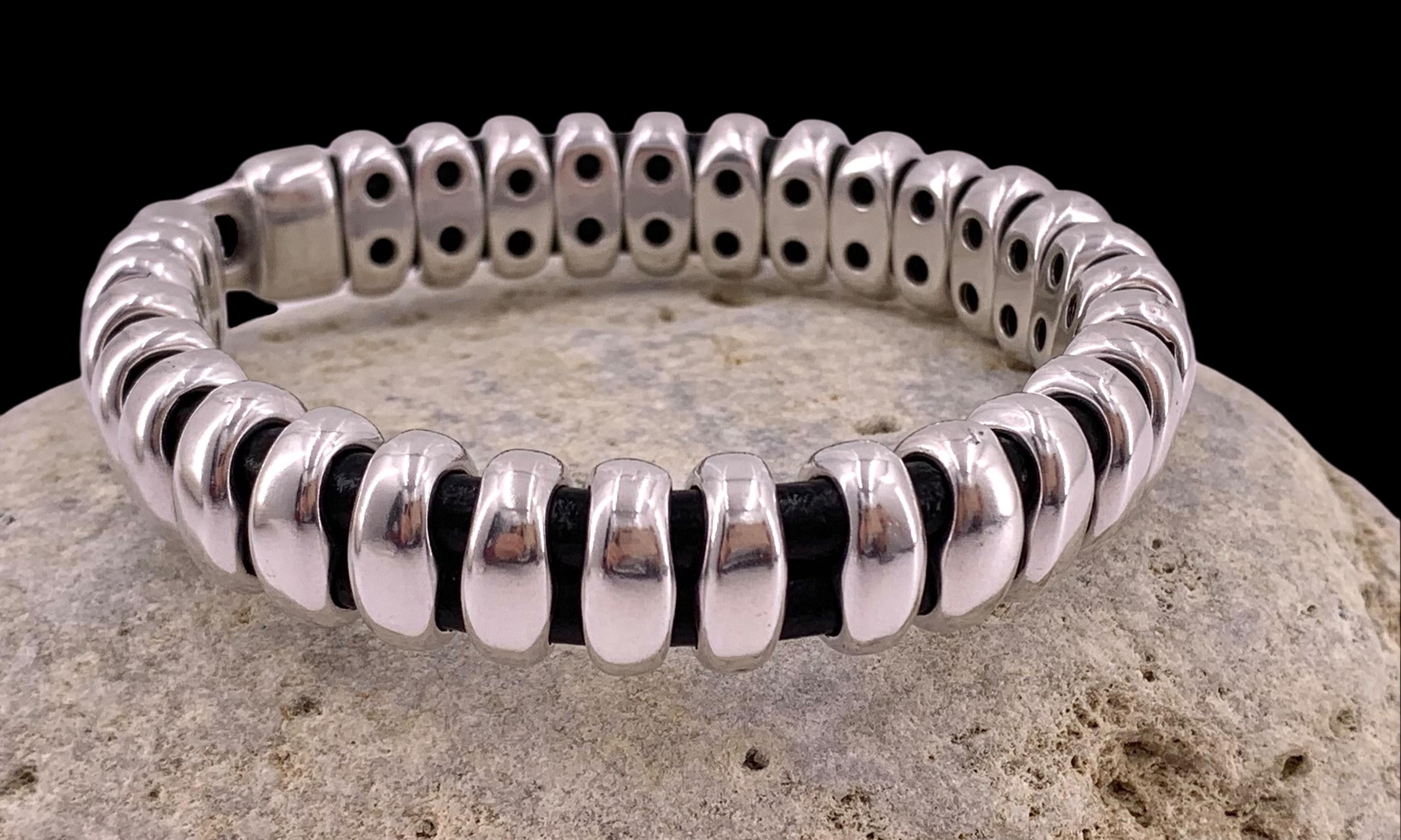 Heavyweight chunky bracelet for men, silver bold bracelet, silver cuff bracelet, statement metal bracelet for men, uno de 50 style bracelets