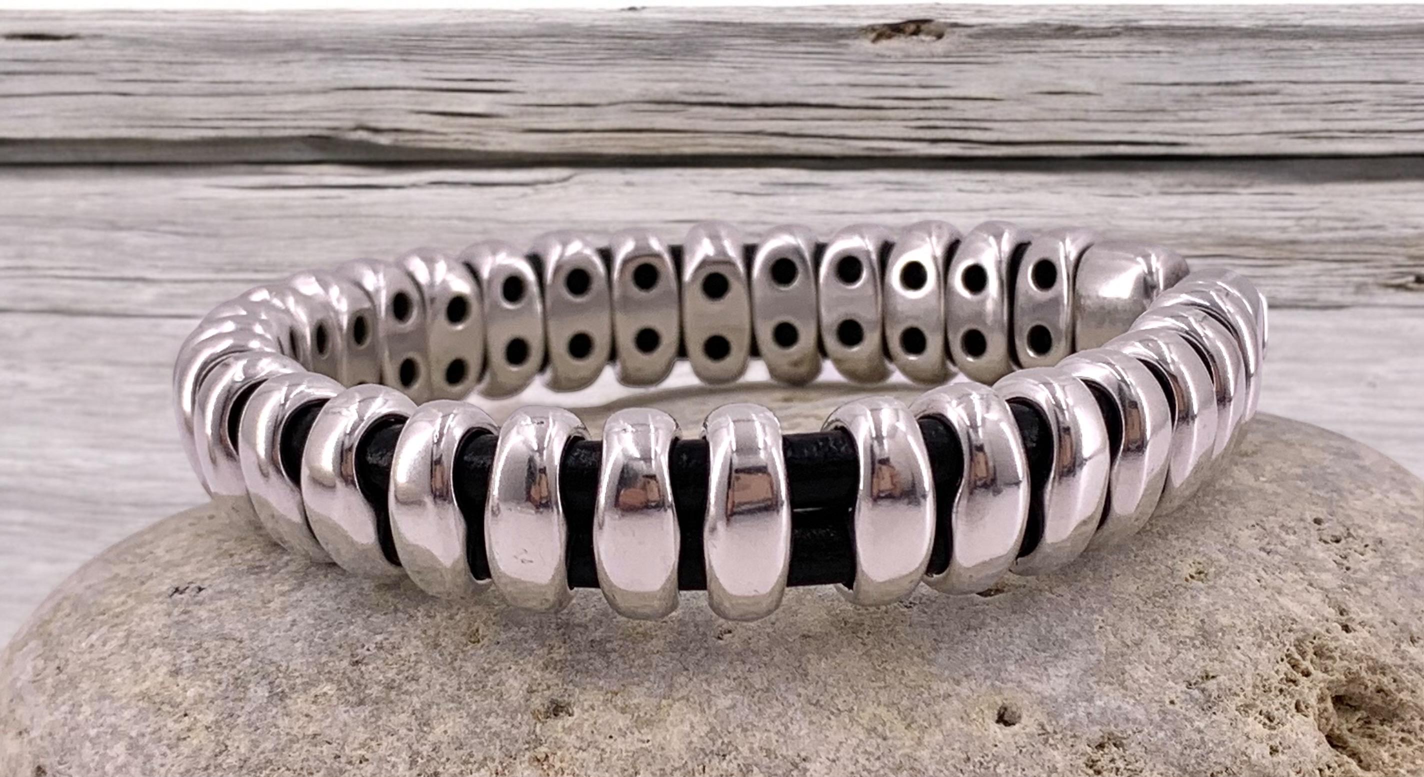 Heavyweight chunky bracelet for men, silver bold bracelet, silver cuff bracelet, statement metal bracelet for men, uno de 50 style bracelets