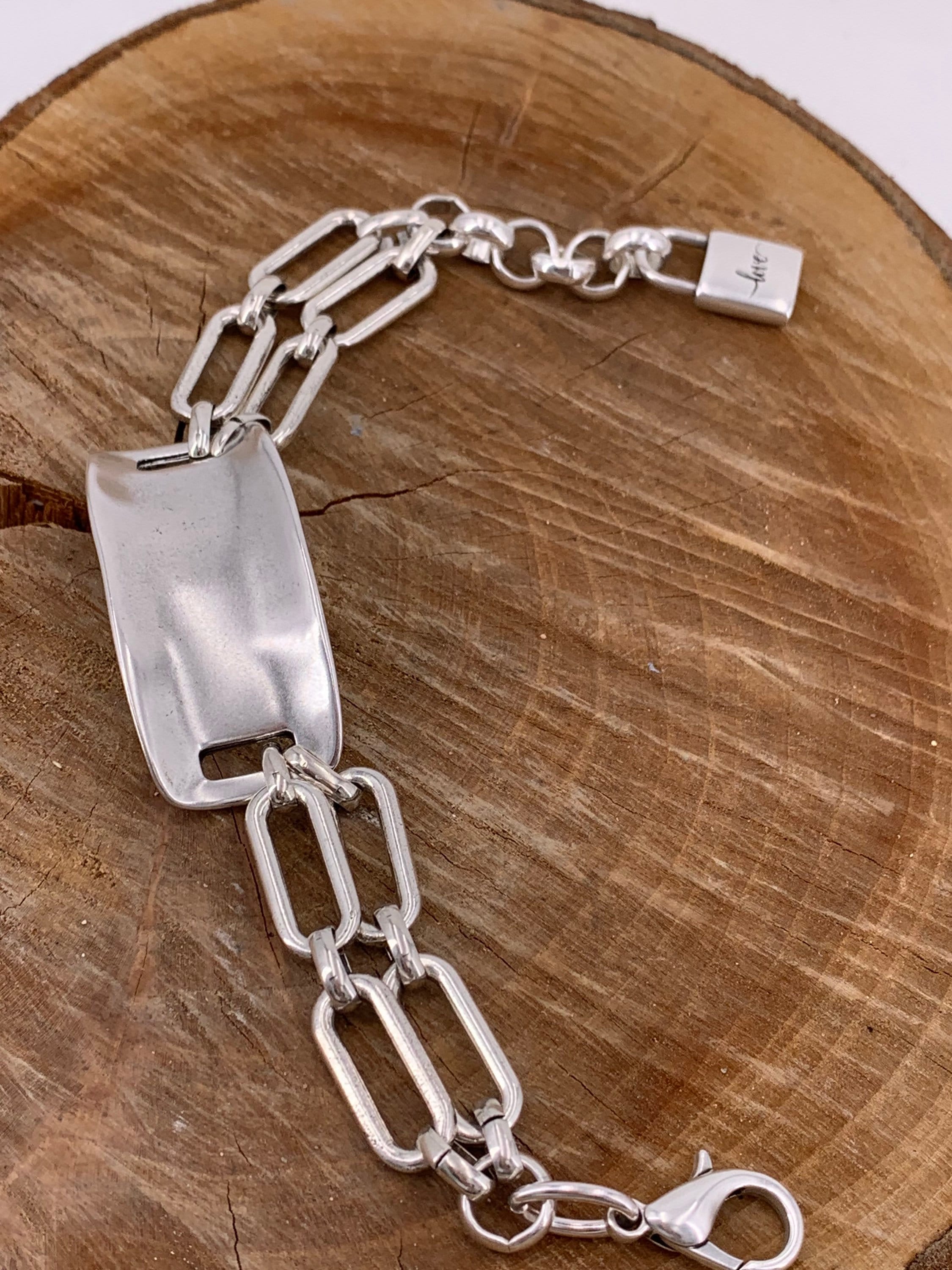 Chunky Silver Chain Bracelet – Double Link Cuff – Bold Adjustable Bracelet – Handmade Kukuri Jewelry