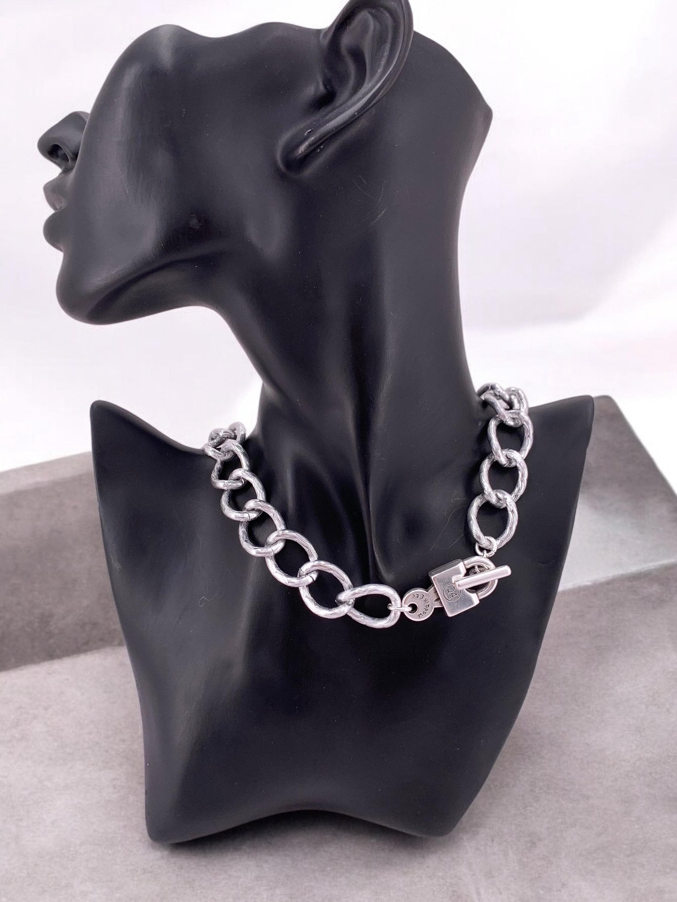 Chunky Aluminum Chain Necklace – Padlock Toggle Clasp – Handmade Kukuri Jewelry – Lightweight Statement Piece