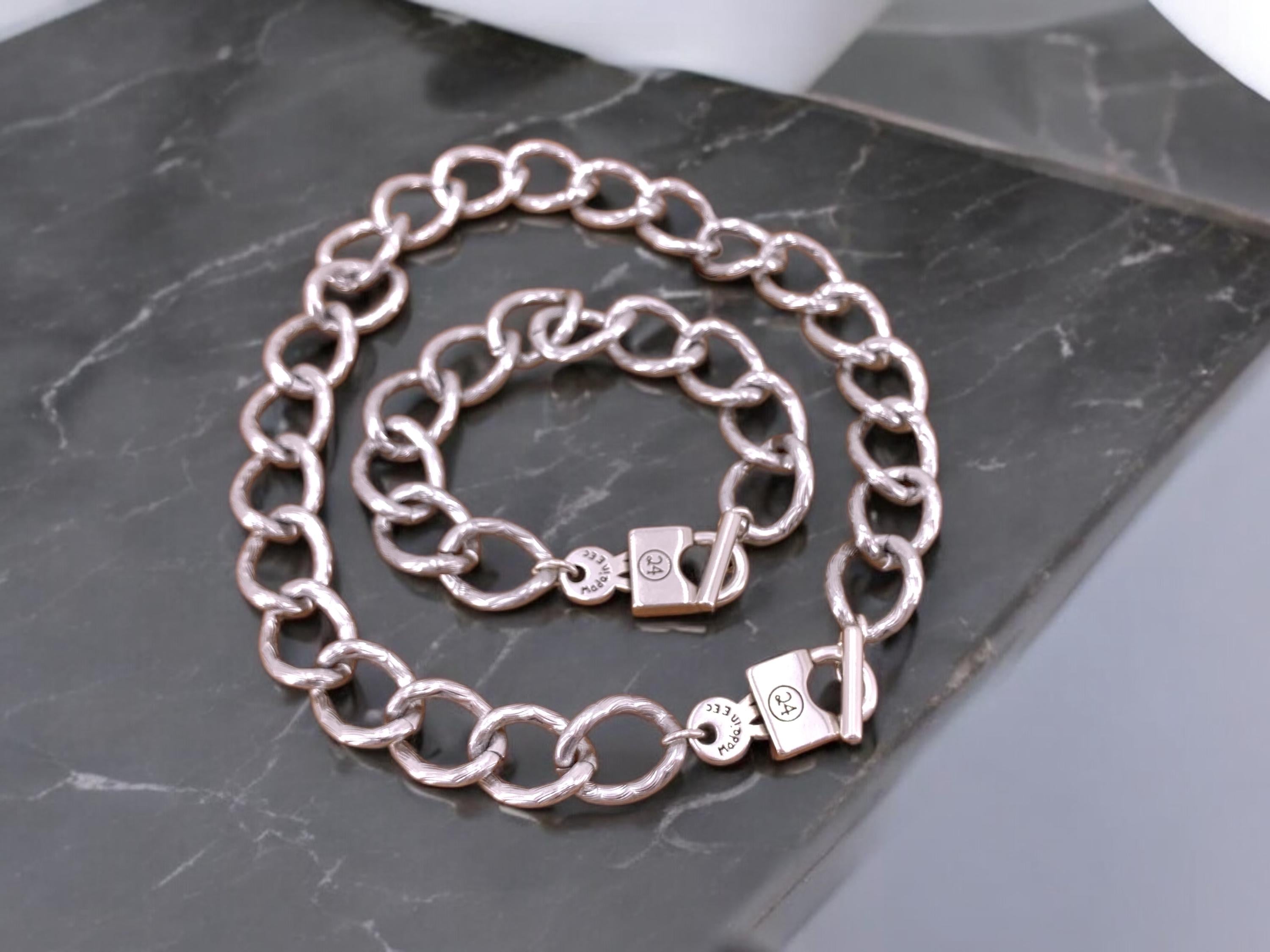Chunky Aluminum Chain Necklace – Padlock Toggle Clasp – Handmade Kukuri Jewelry – Lightweight Statement Piece