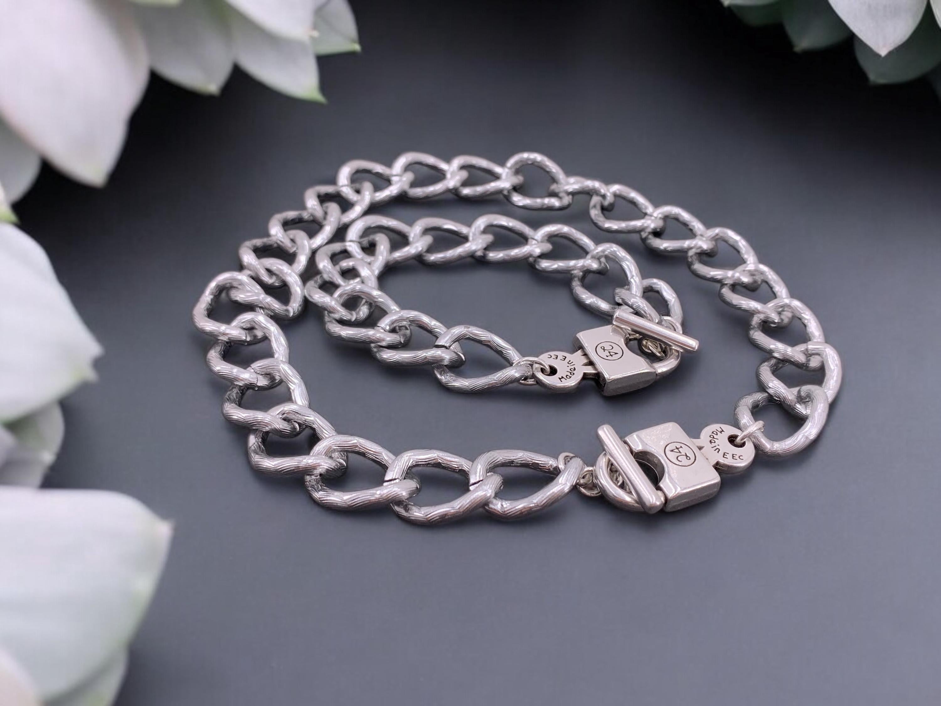 Chunky Aluminum Chain Necklace – Padlock Toggle Clasp – Handmade Kukuri Jewelry – Lightweight Statement Piece