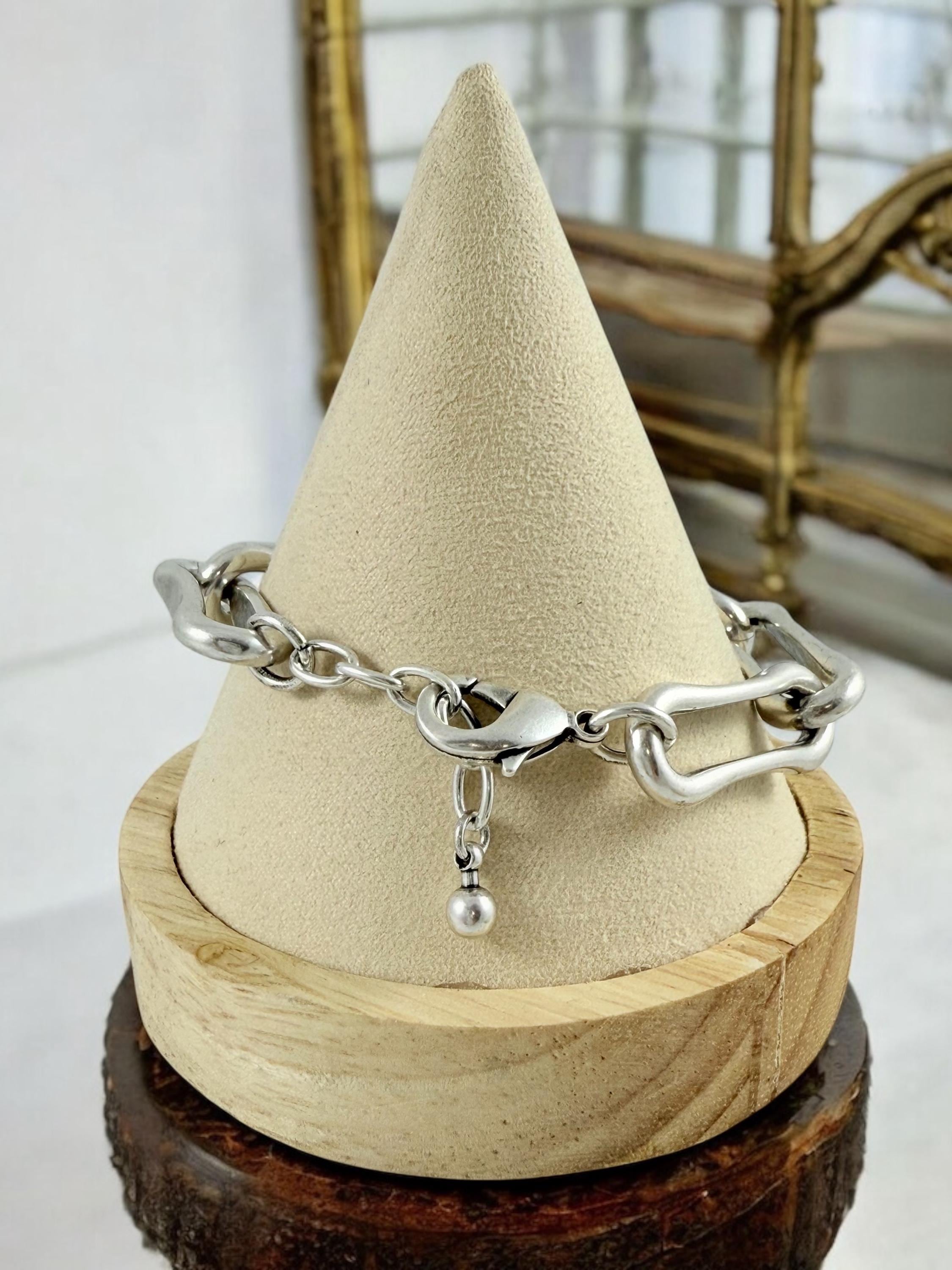 Chunky Silver Chain Bracelet – Lightweight Statement big Links – bold Handmade Kukuri Jewelry