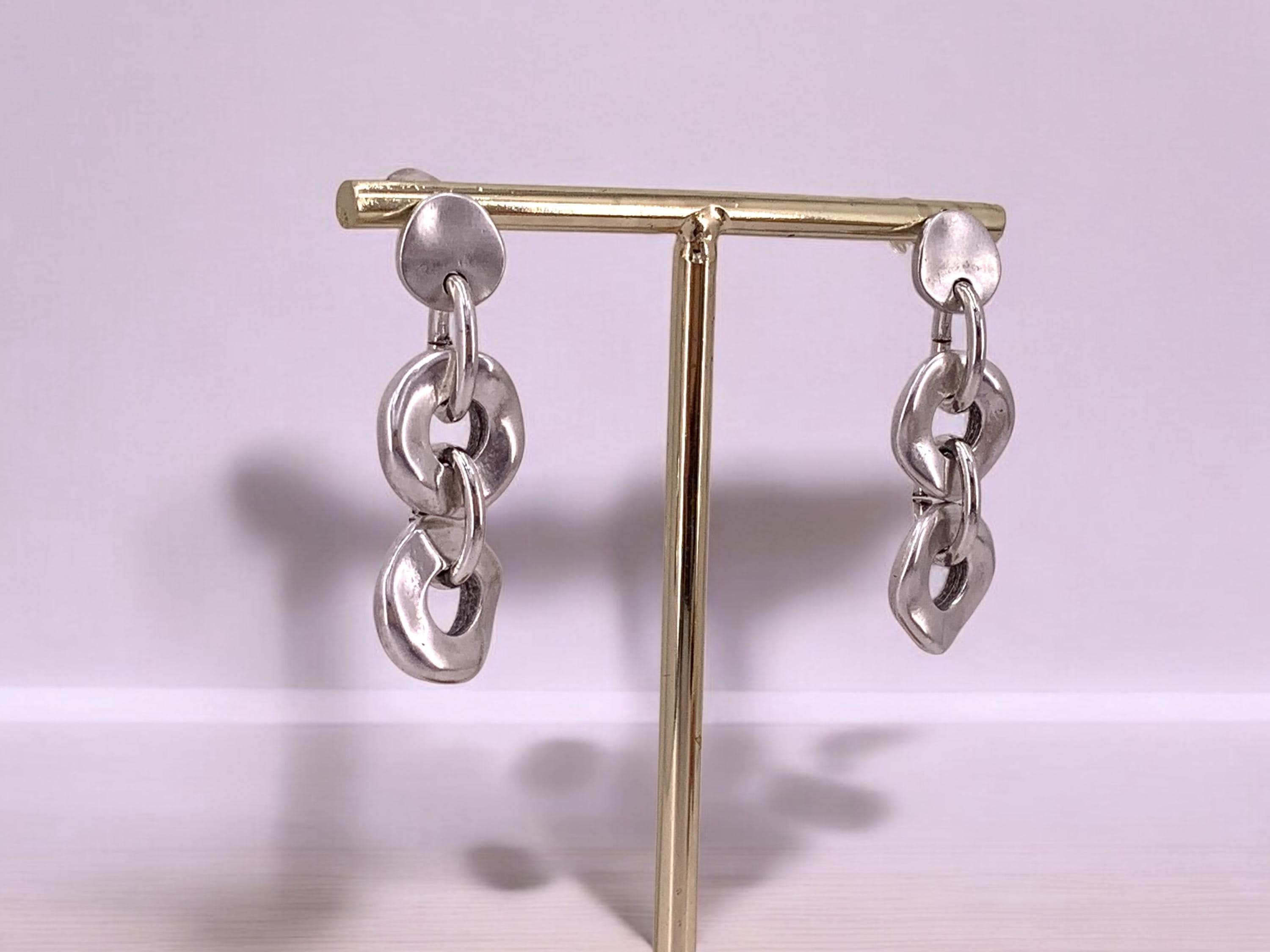 Chunky Silver Chain Link Earrings – Oversized Statement Earrings – Handmade Kukuri Jewelry