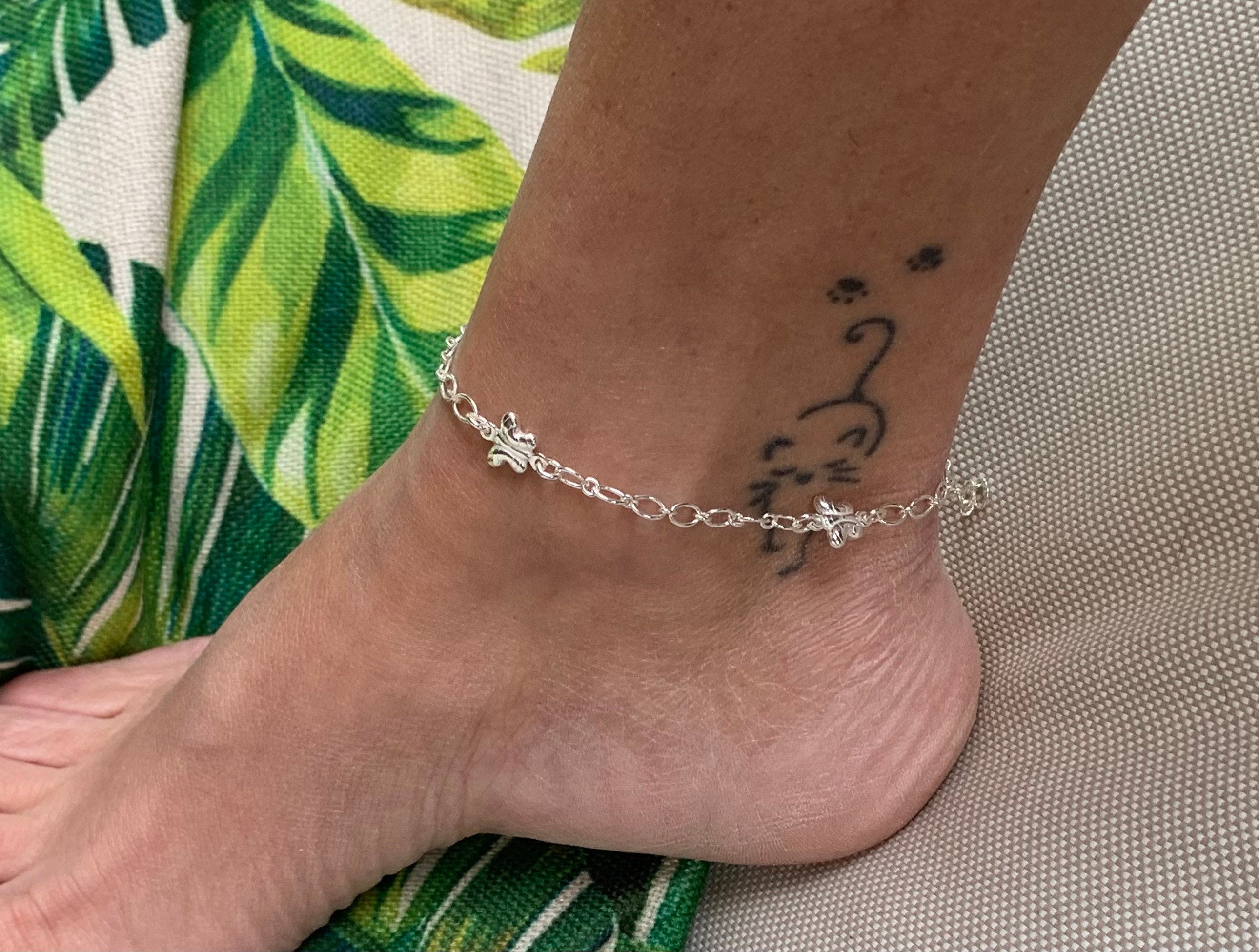 Dainty Butterfly Anklet – 925 Sterling Silver – Bohemian Chain – Adjustable Fit – Kukuri Jewelry