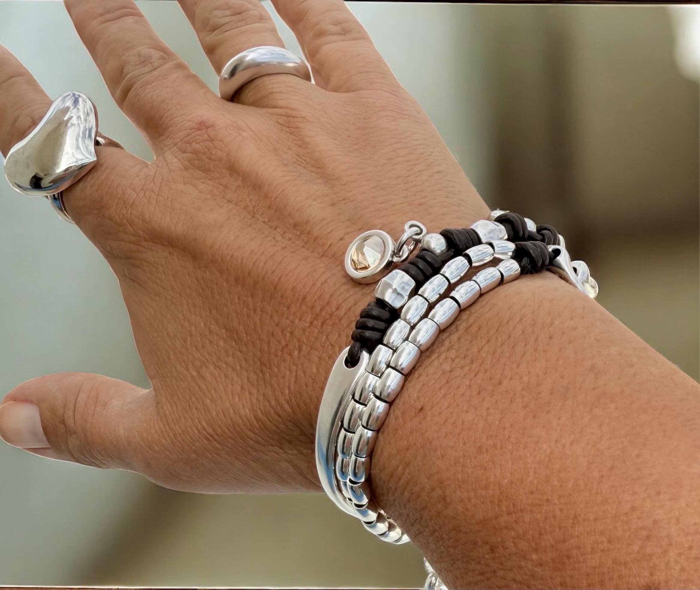 Boho Double-Wrap Leather Bracelet – Swarovski Crystal, Heart & Lock Charms – Handmade Kukuri Jewelry