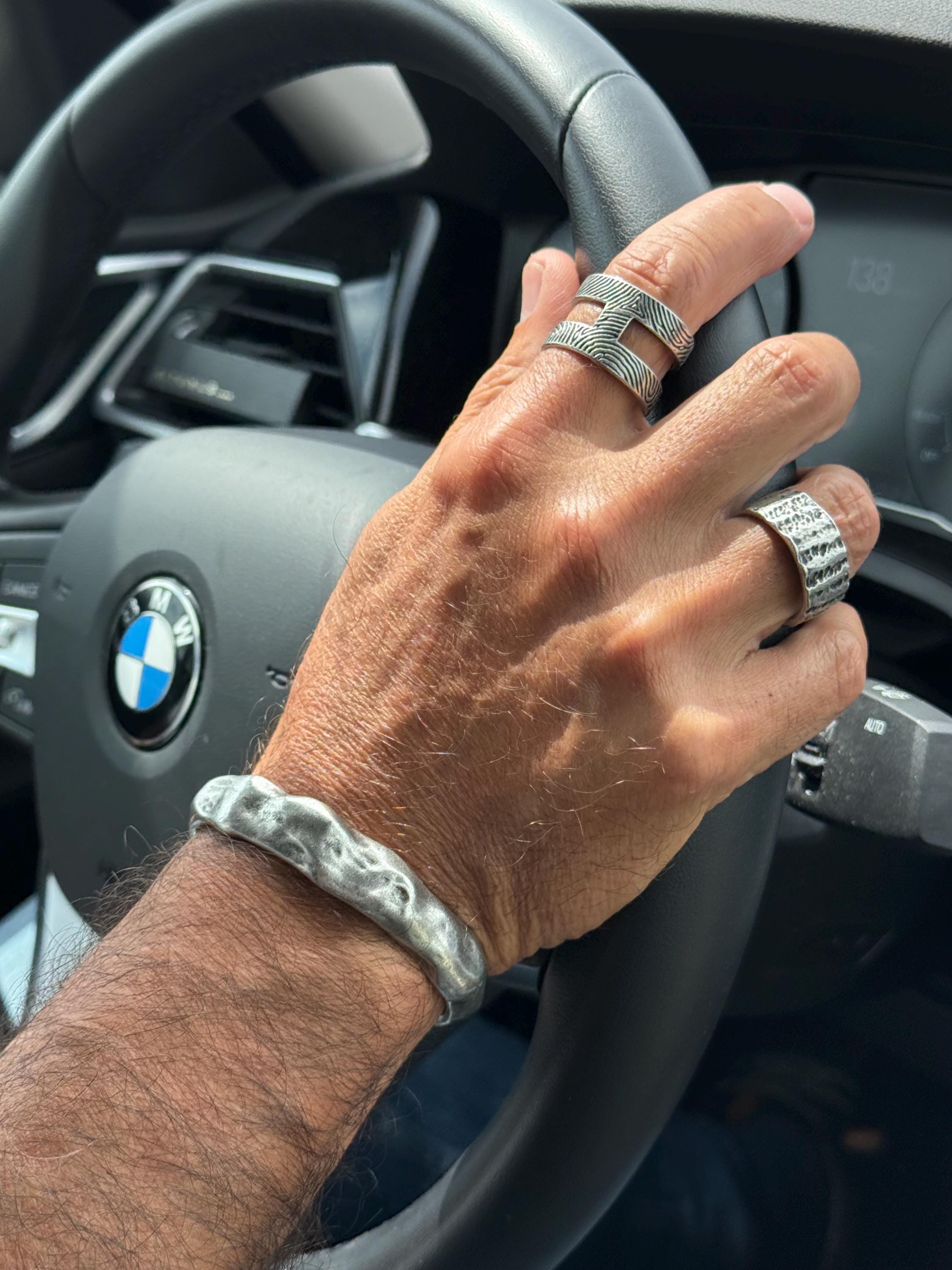 Chunky Hammered Pewter open Cuff – Vintage bold Rock Style – Adjustable Men’s Bangle – Handmade Kukuri Jewelry