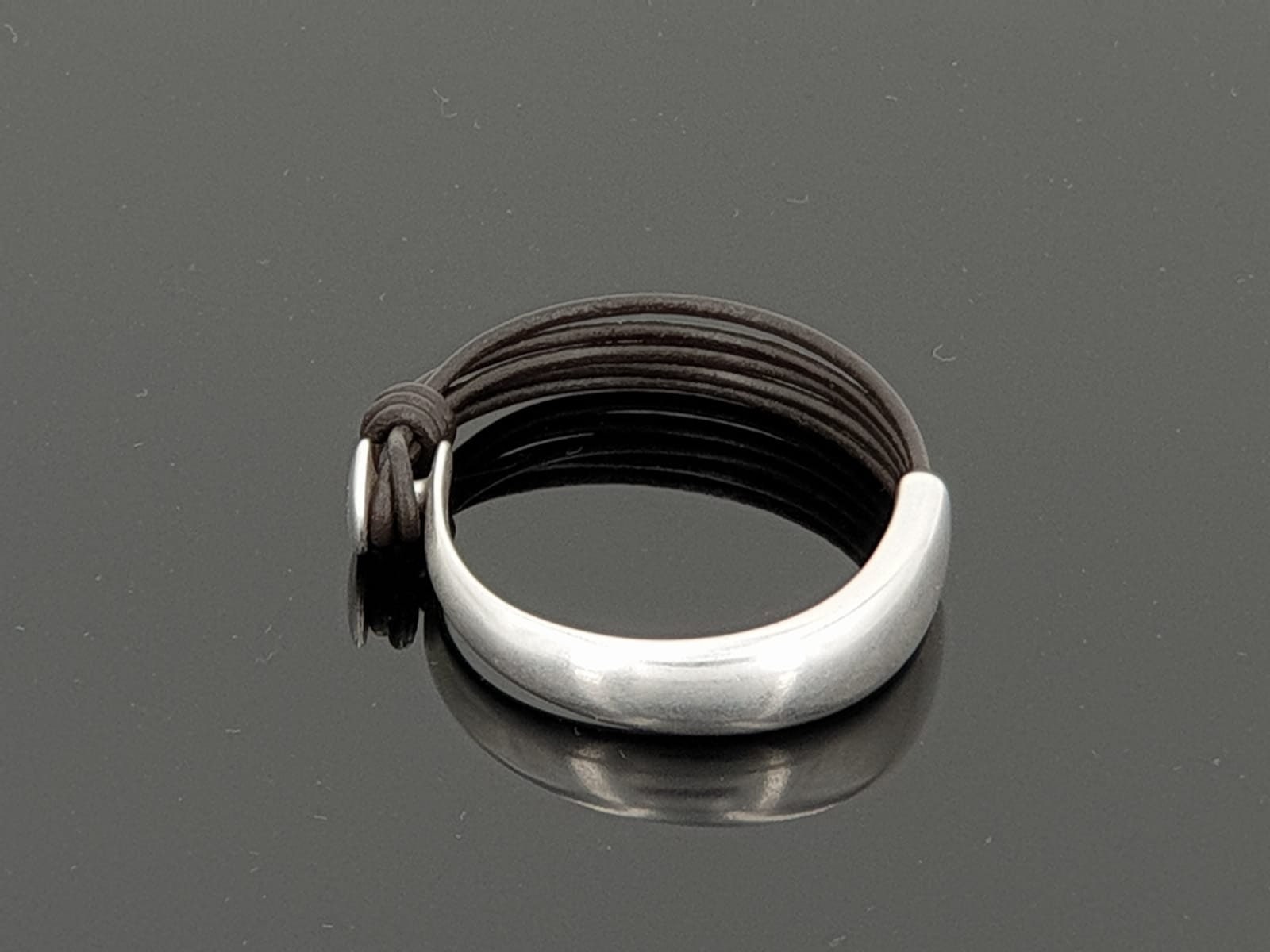 Half Cuff Leather chunky Bracelet – Silver-Plated bold – Unisex Boho Rock Style – Handmade Kukuri Jewelry