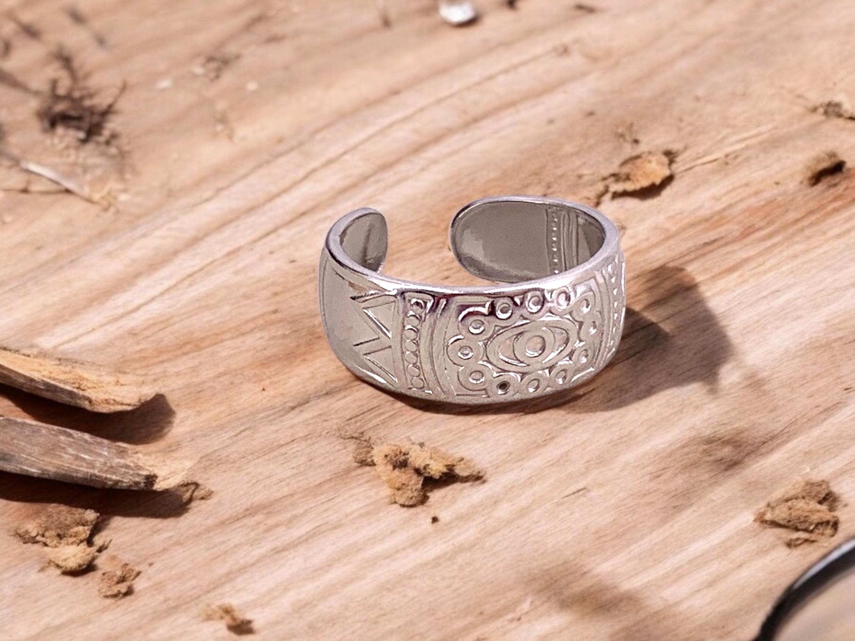 Engraved silver or gold ring, Bohemian ring, unique design ring, statement ring, tribal ring, bold ring, stainless steel ring, gift for her