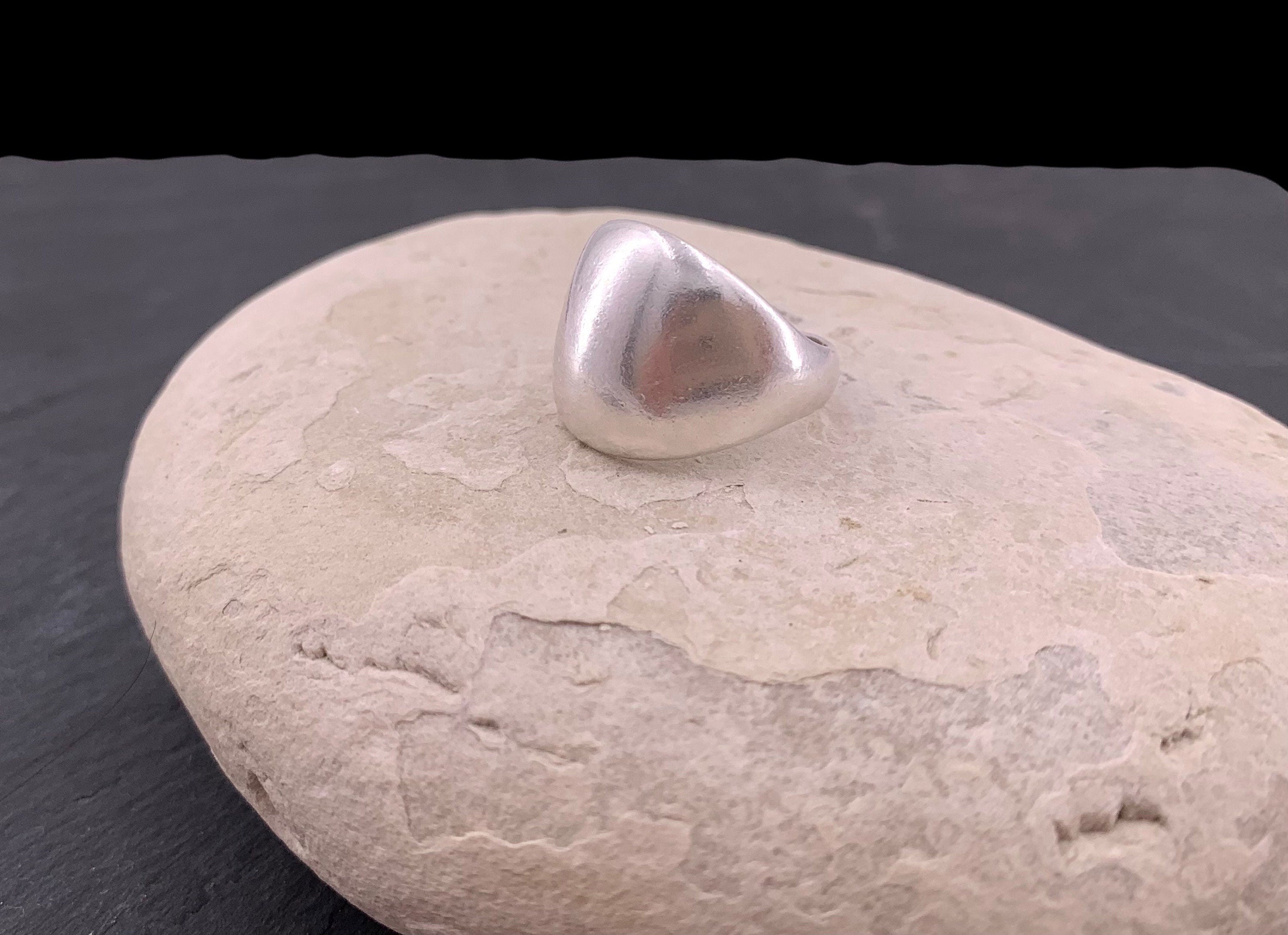 Chunky silver dome bold ring, rock style industrial jewelry