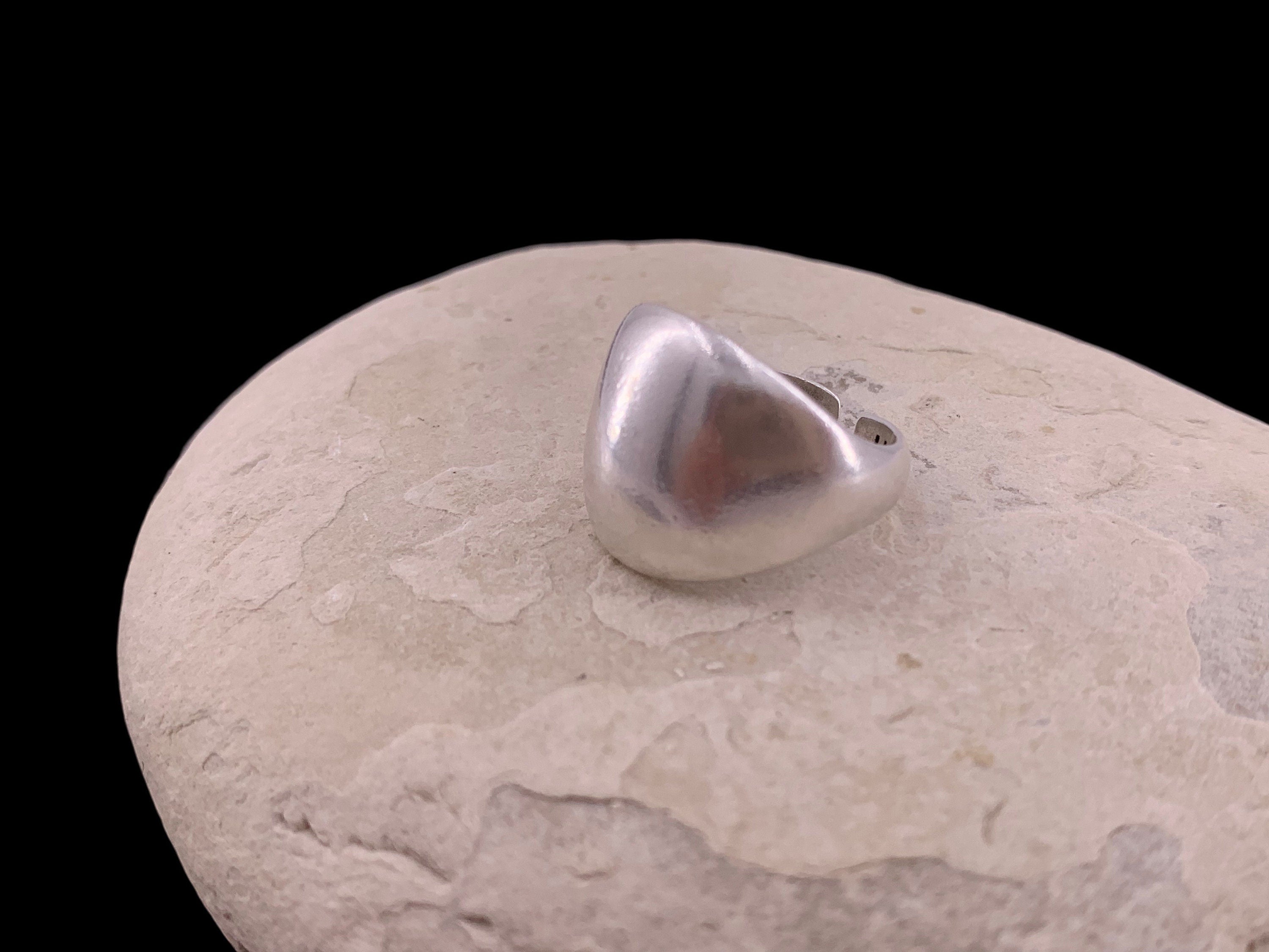 Chunky silver dome bold ring, rock style industrial jewelry