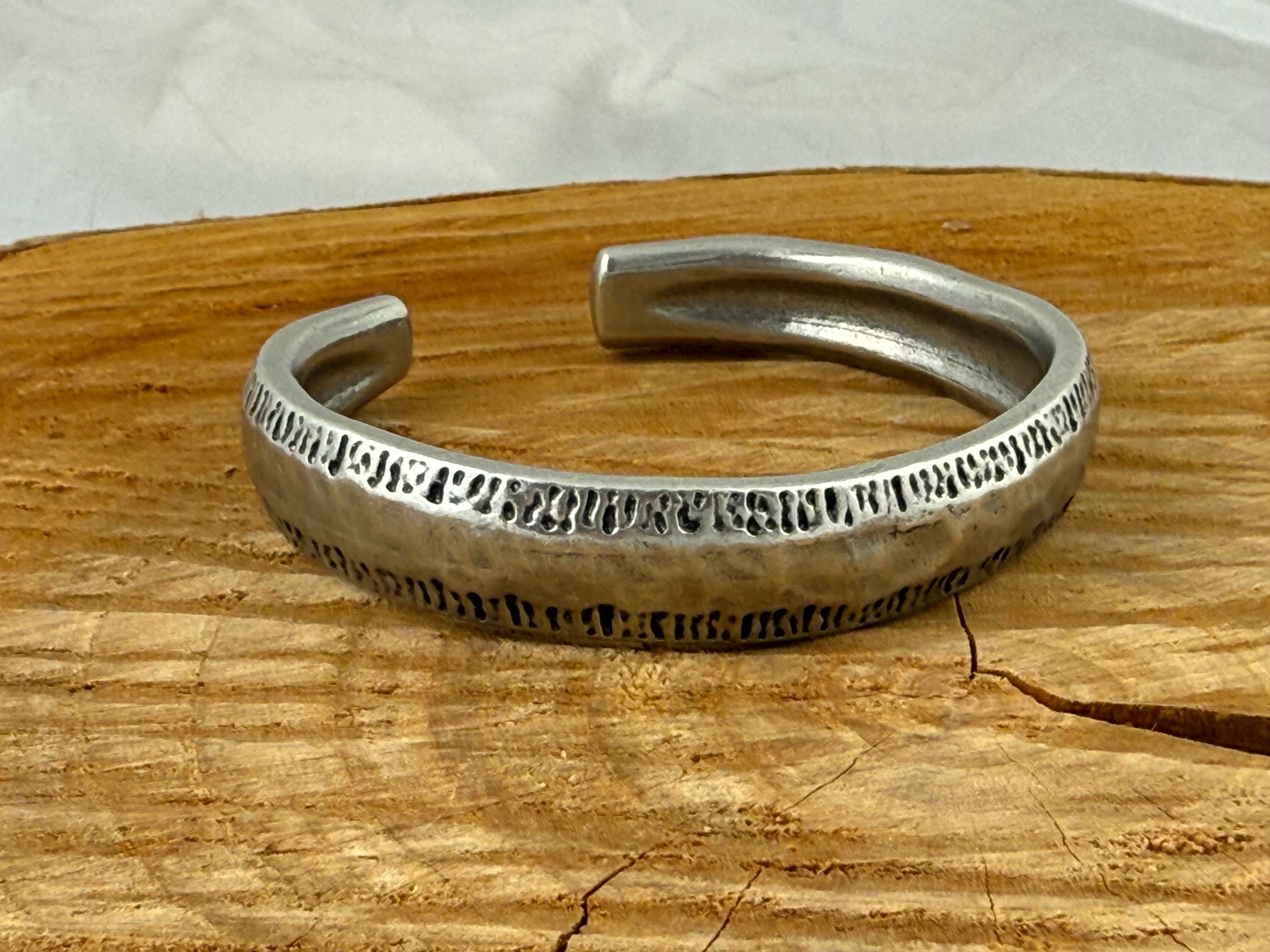 Adjustable Silver-Plated Brass Cuff – Unisex Handmade bold Bracelet - open bangle