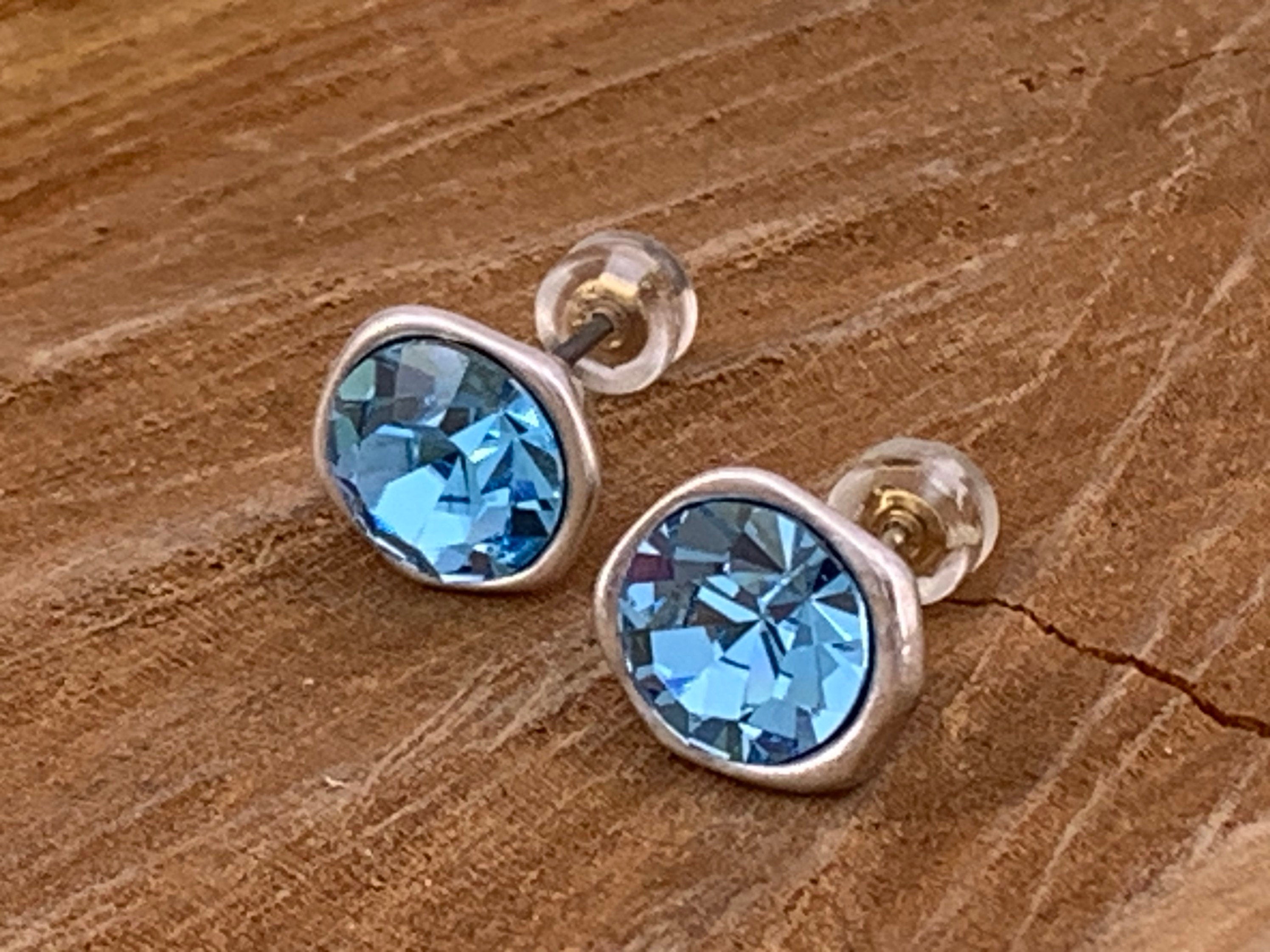 Swarovski crystal silver sparkling earrings, vintage bold studs