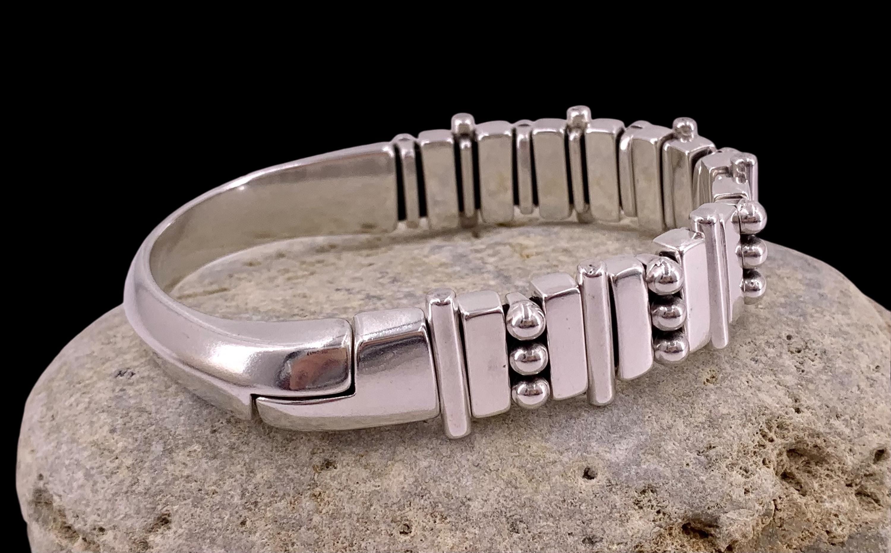 Chunky men bracelet industrial style, unisex silver cuff, custom jewelry