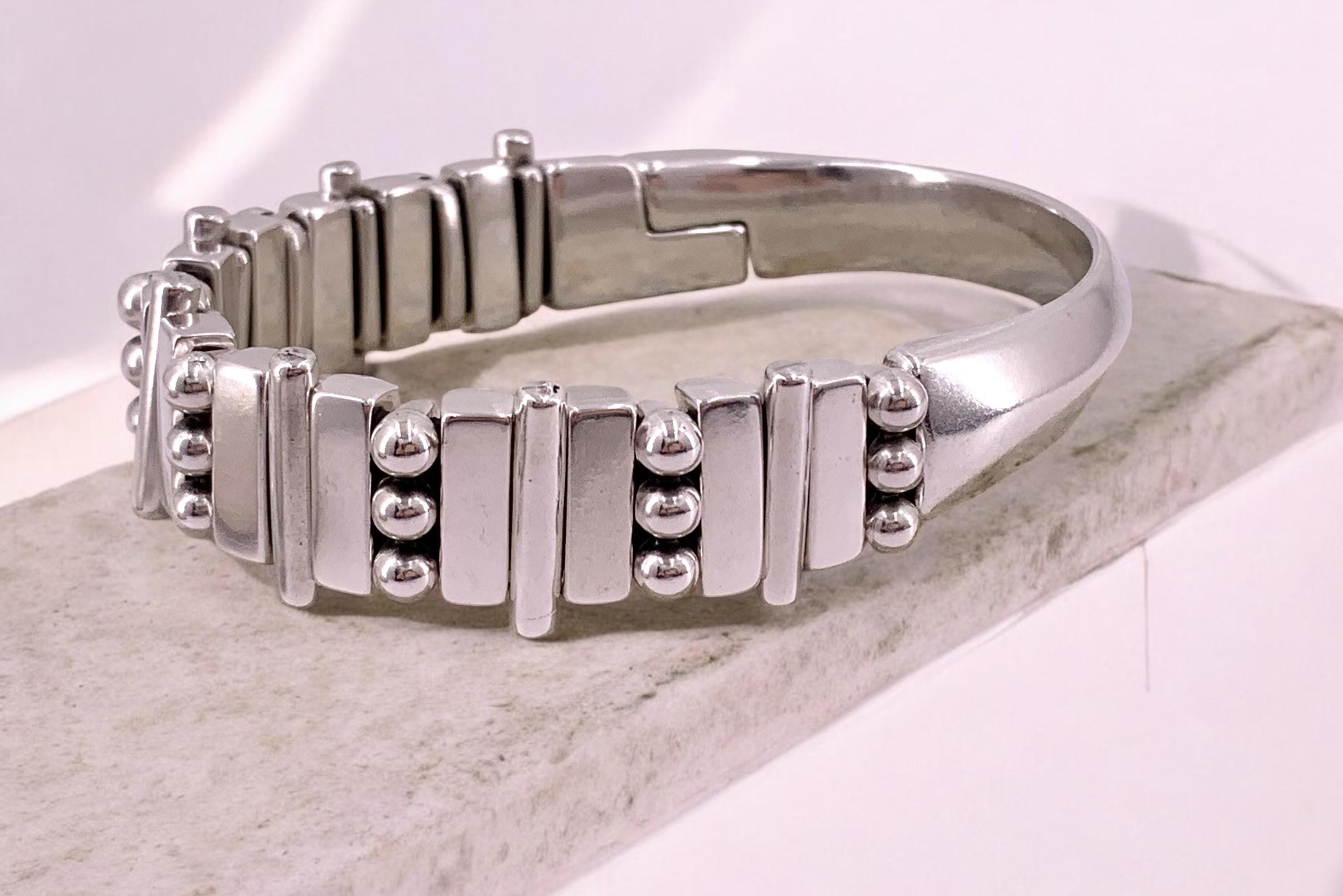 Chunky men bracelet industrial style, unisex silver cuff, custom jewelry