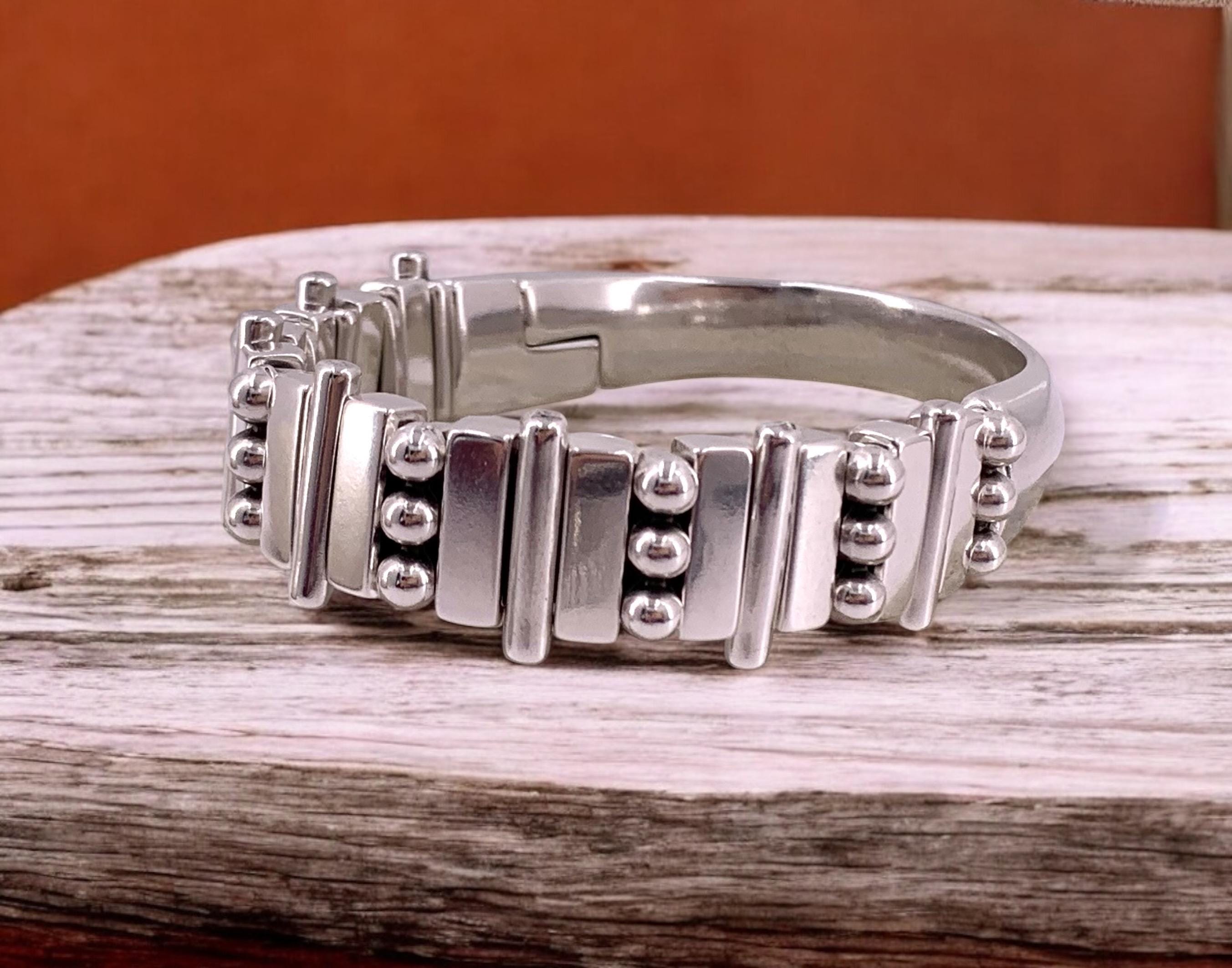 Chunky men bracelet industrial style, unisex silver cuff, custom jewelry