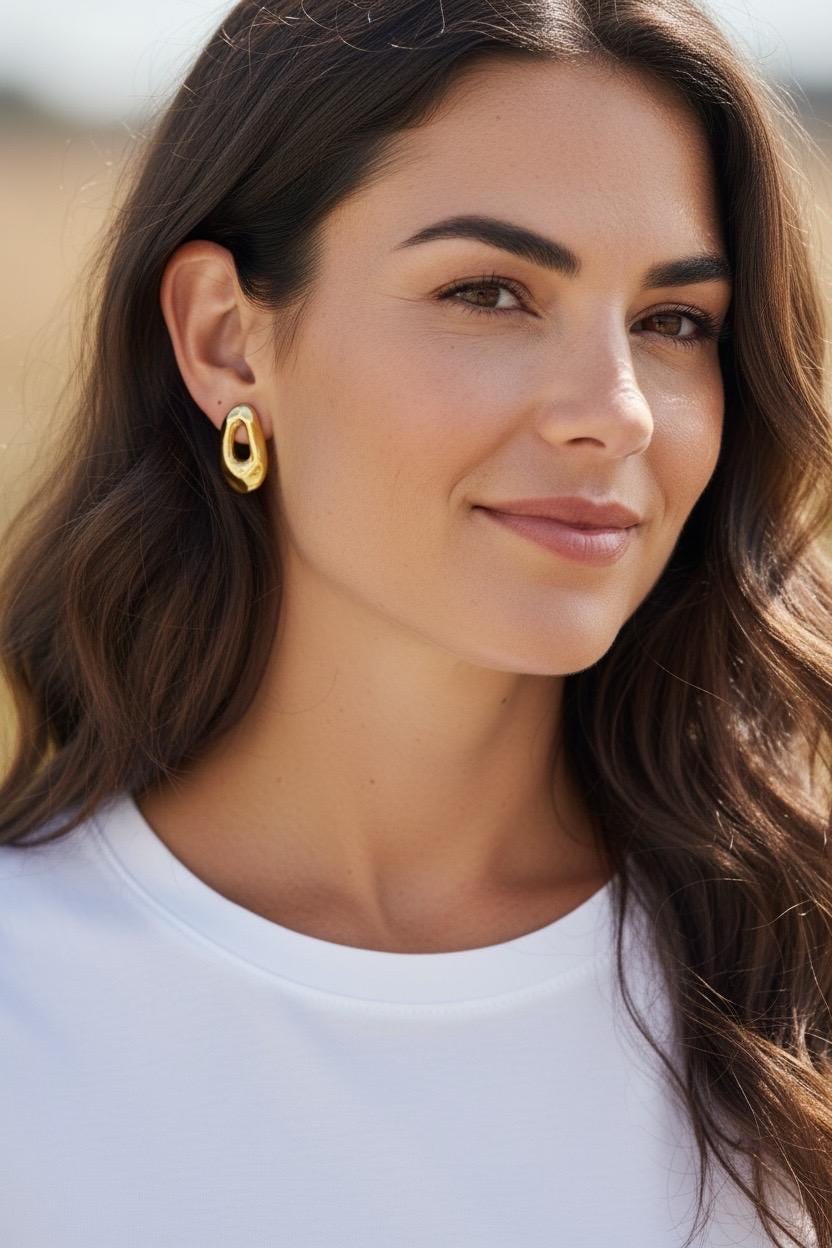 Gold plated organic shape earrings modern sculptural lightweight earrings