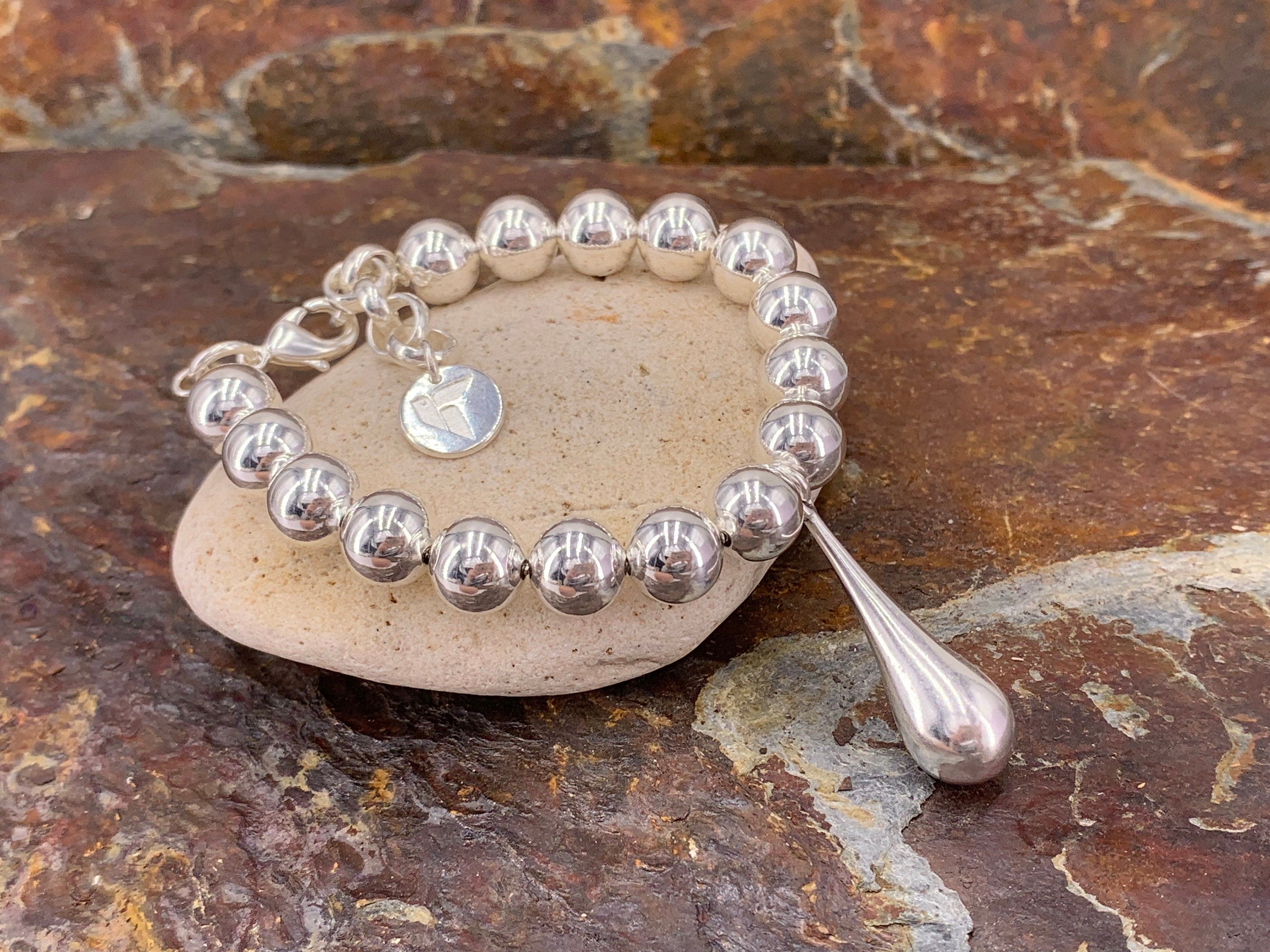 Chunky balls statement pendant silver bracelet, beaded chain chunky bracelet, unique gift for women, chunky silver jewelry, sister present