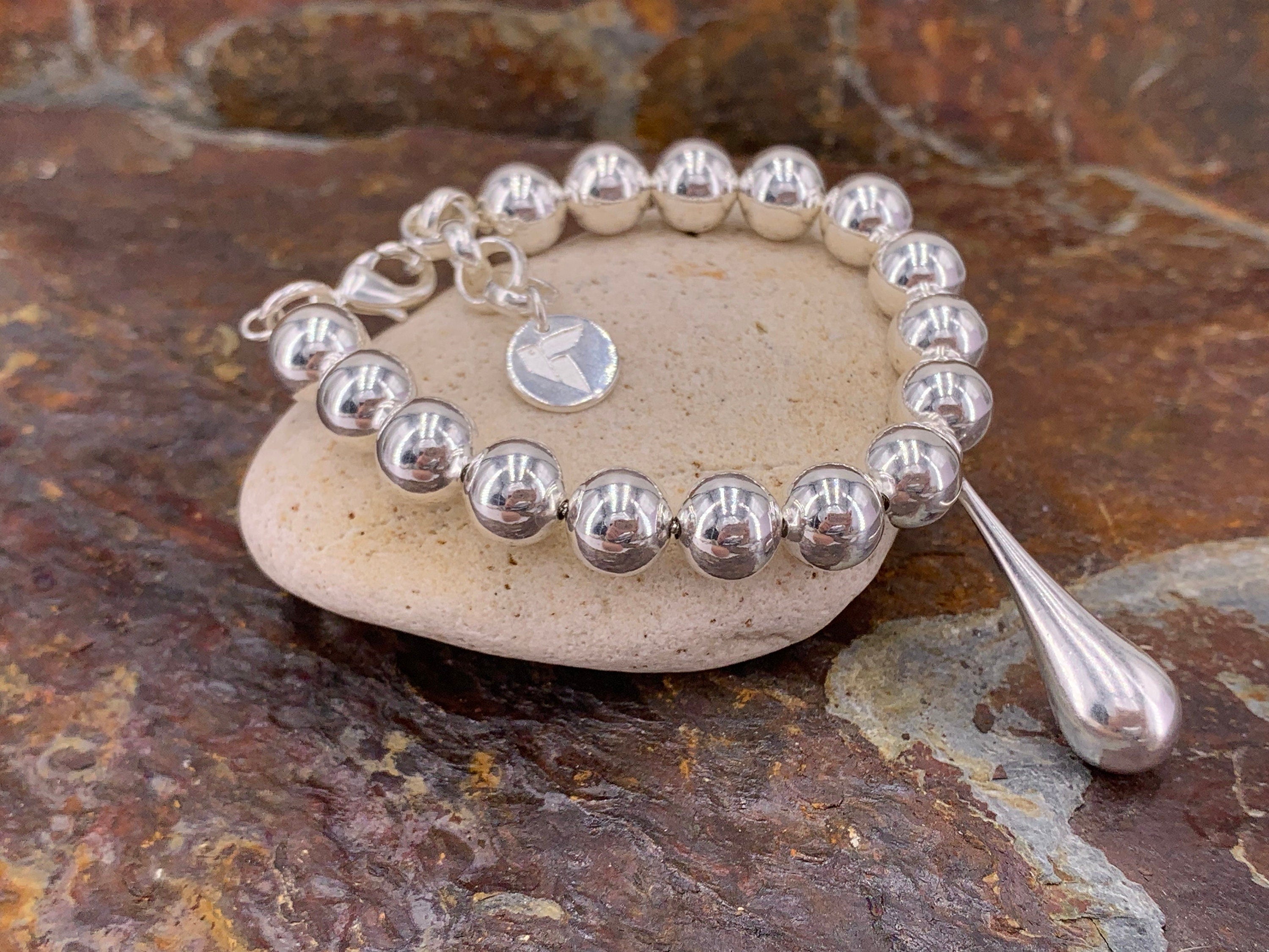 Chunky balls statement pendant silver bracelet, beaded chain chunky bracelet, unique gift for women, chunky silver jewelry, sister present