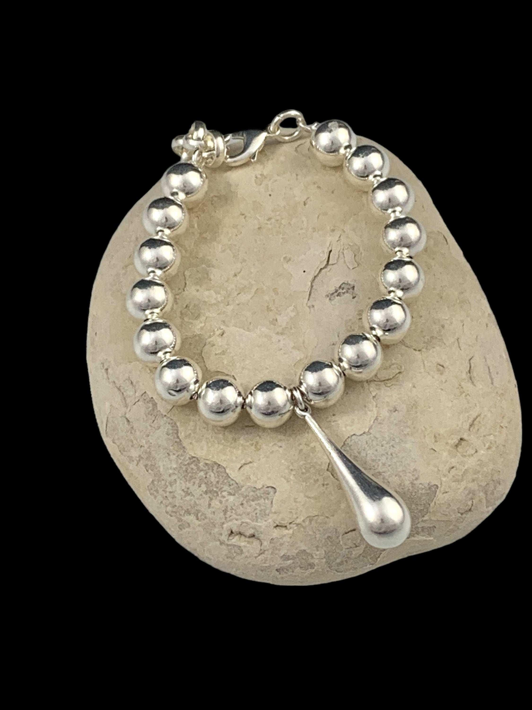 Chunky balls statement pendant silver bracelet, beaded chain chunky bracelet, unique gift for women, chunky silver jewelry, sister present