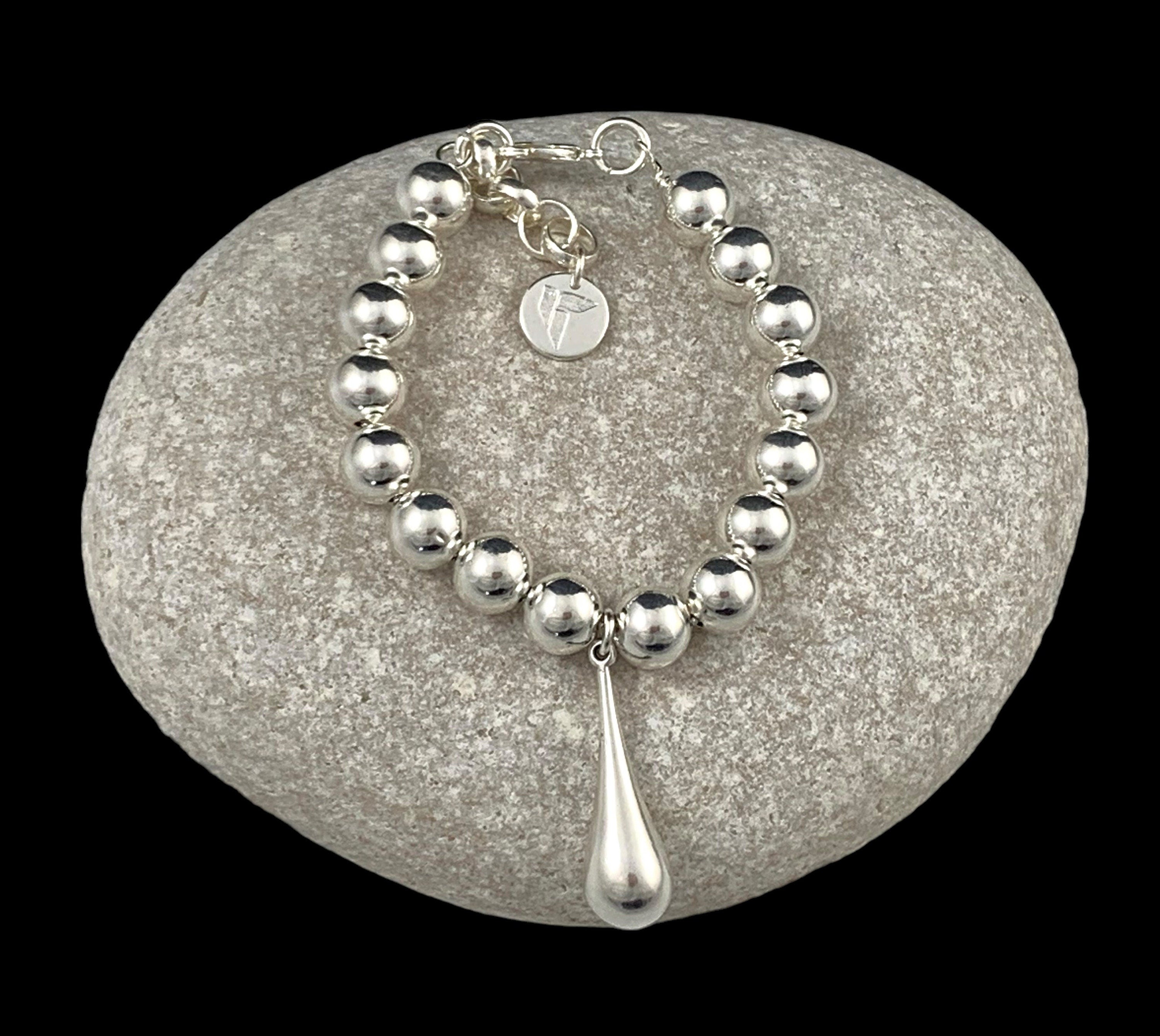 Chunky balls statement pendant silver bracelet, beaded chain chunky bracelet, unique gift for women, chunky silver jewelry, sister present