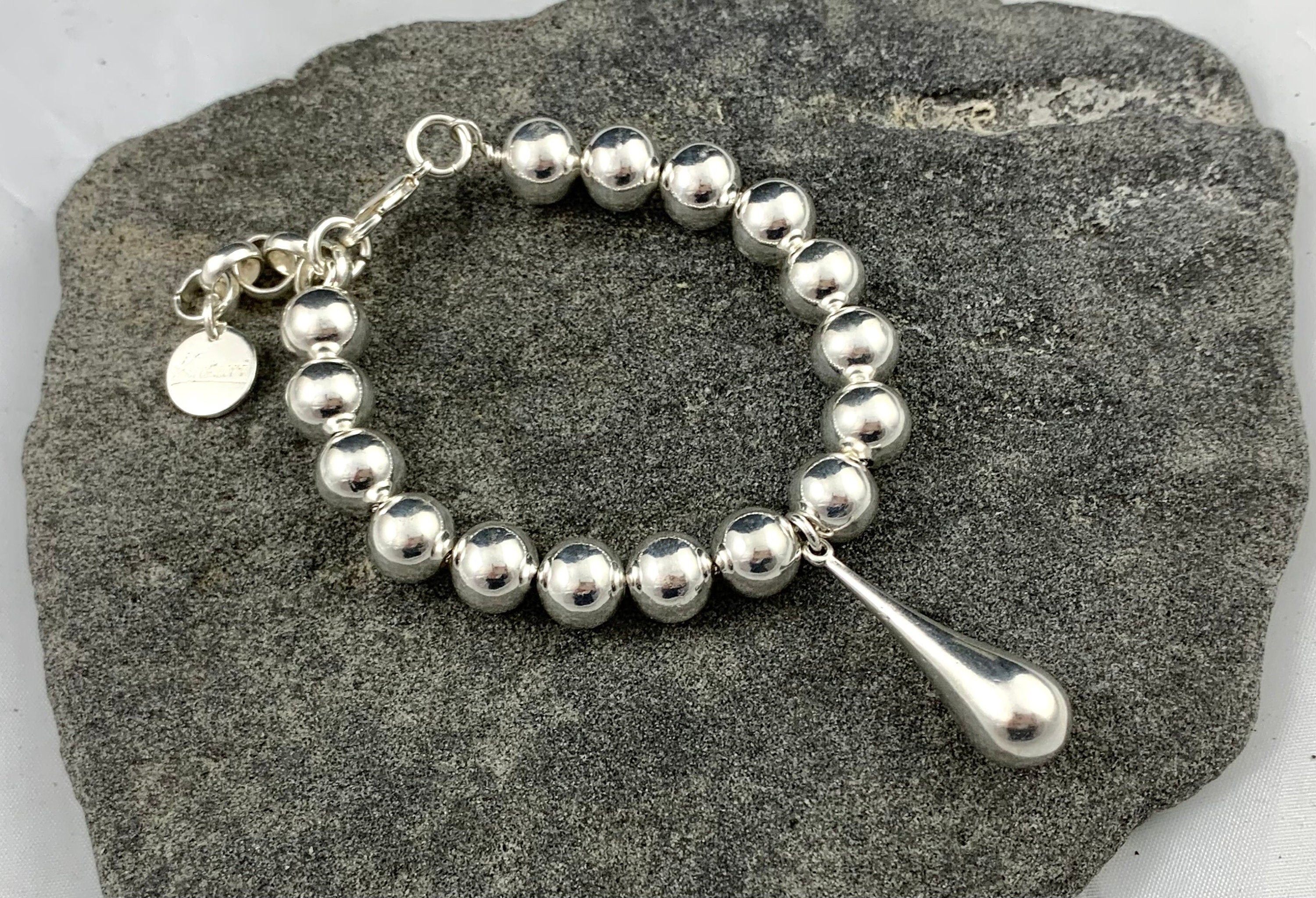 Chunky balls statement pendant silver bracelet, beaded chain chunky bracelet, unique gift for women, chunky silver jewelry, sister present