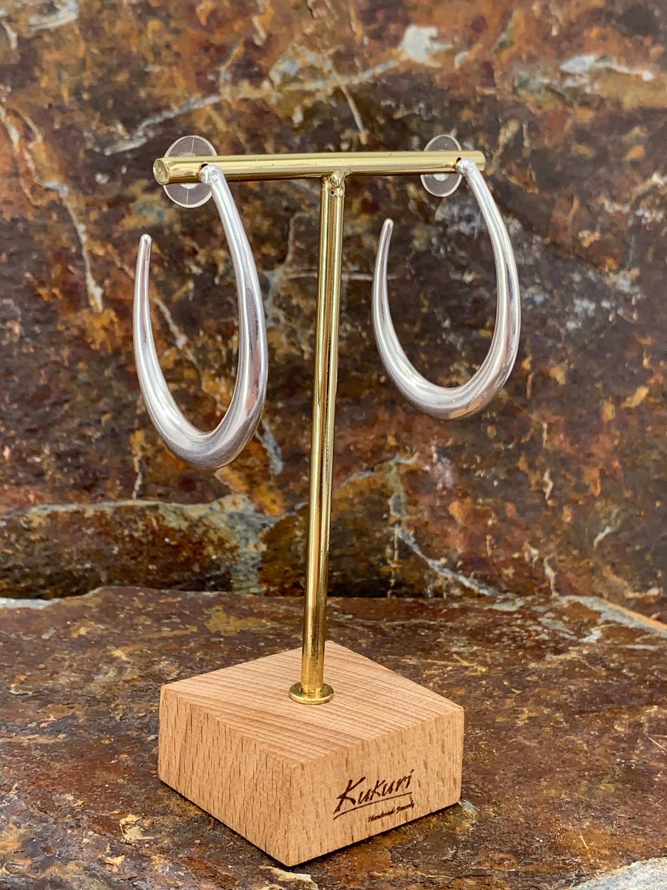 Oversized Oval chunky Hoop Earrings – Bold Sculptural Design in Silver or 24k Gold plated – Modern Statement Jewelry,