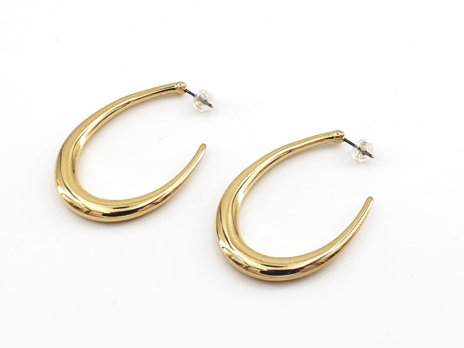 Oversized Oval chunky Hoop Earrings – Bold Sculptural Design in Silver or 24k Gold plated – Modern Statement Jewelry,