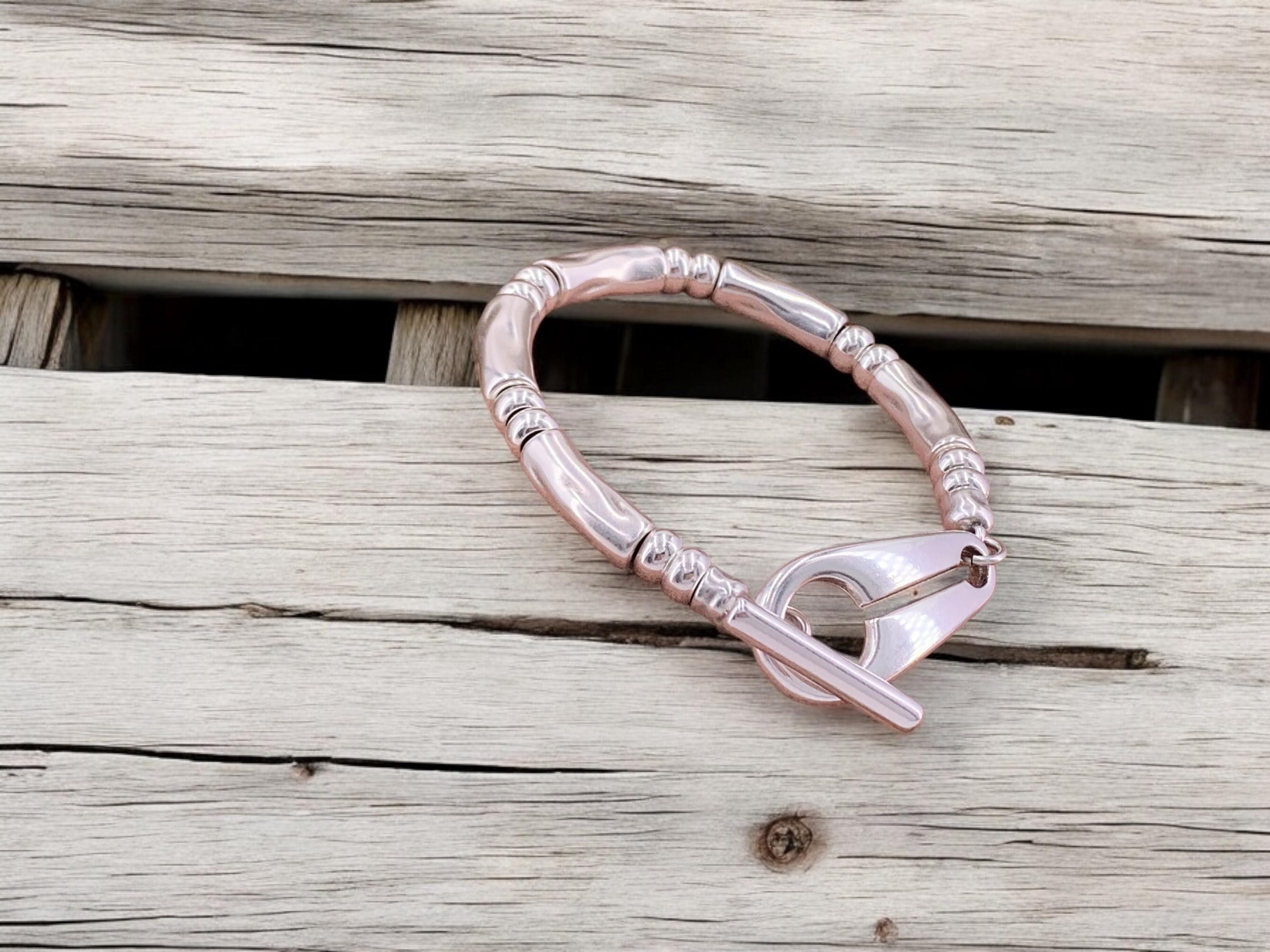 Unisex Chunky Silver toggle clasp Bracelet, Bold Sculptural Handmade Statement Jewelry