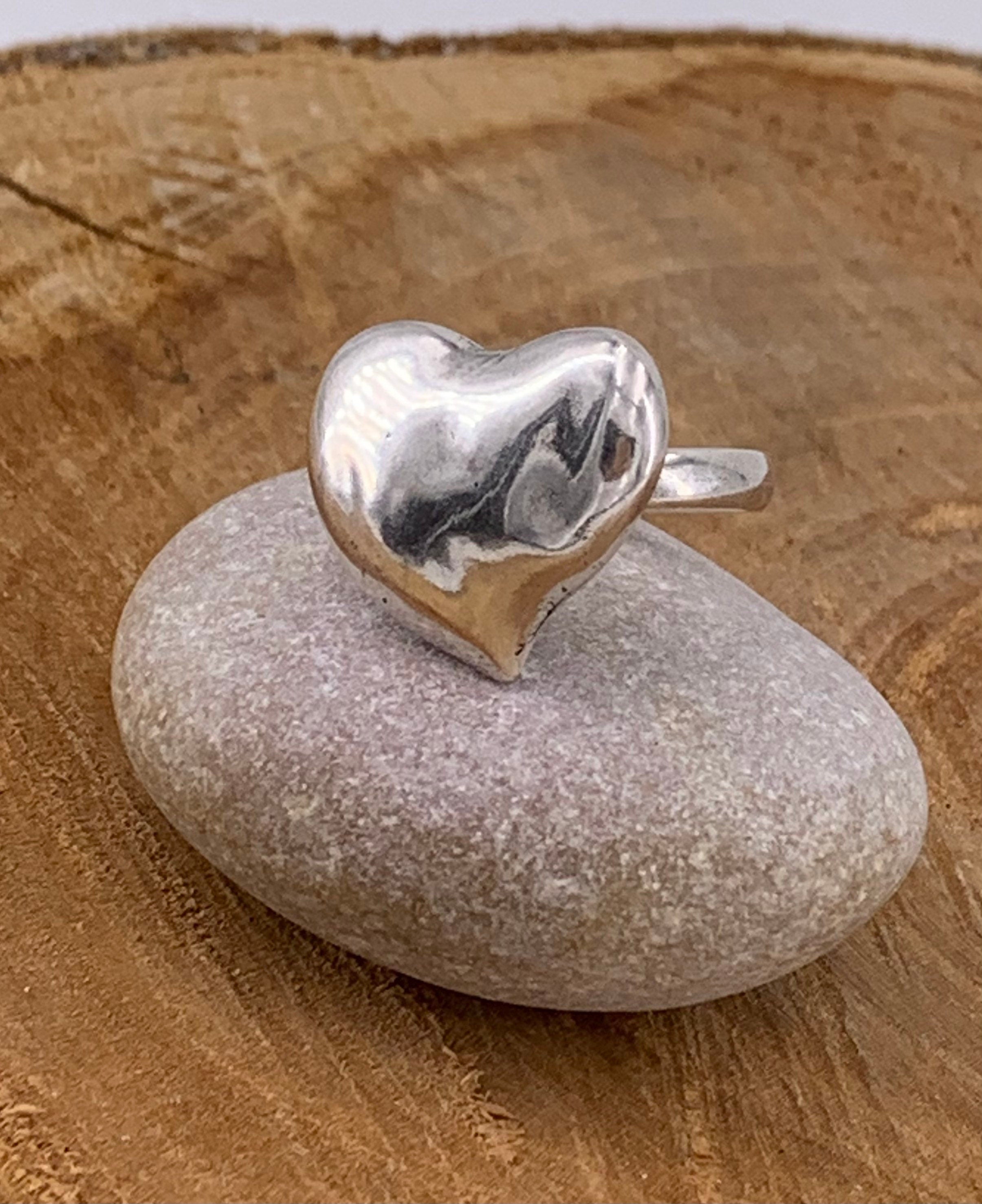 Oversized Heart silver chunky Ring, Statement bold jewelry