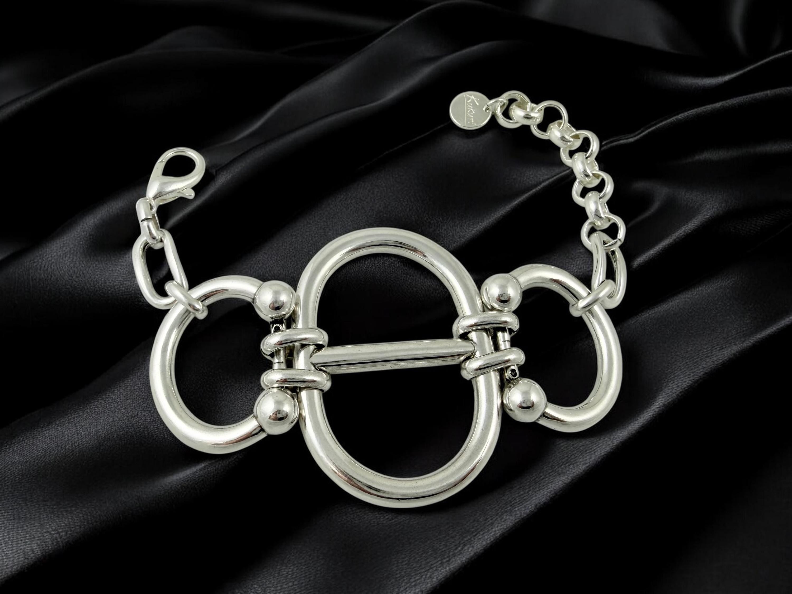 Chunky Silver bold central Mariner Link Bracelet – Bold Statement Jewelry – Adjustable Fit