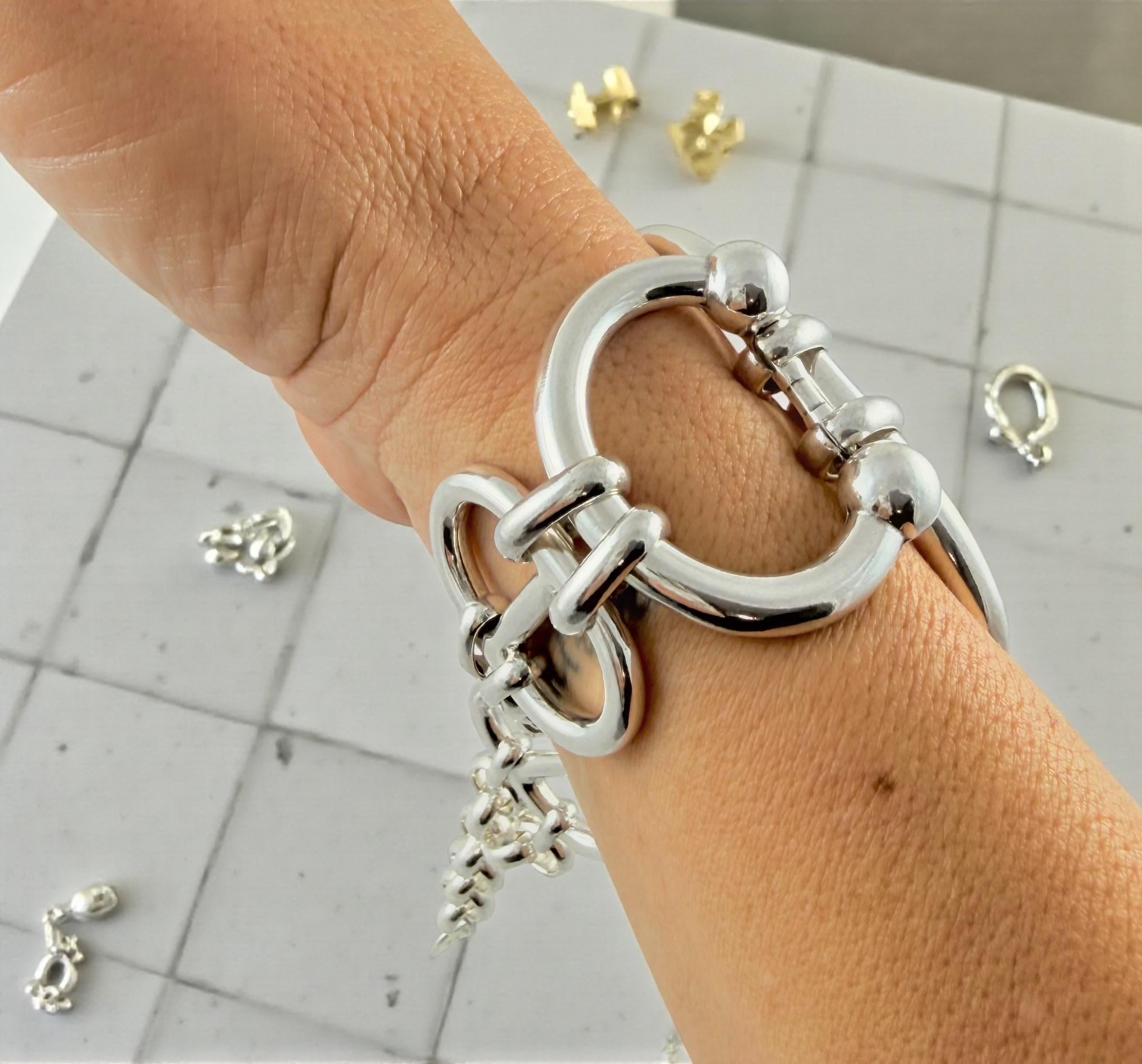 Chunky Silver extra large Link Bracelet – Bold Mariner Chain Design – Adjustable Statement Jewelry For large wrist