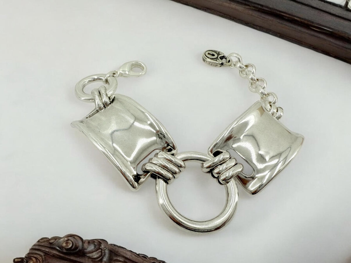 Chunky silver bracelet, cuff bracelet, silver bold bracelet, silver chain bracelet, thick link bracelet, , statement bracelet