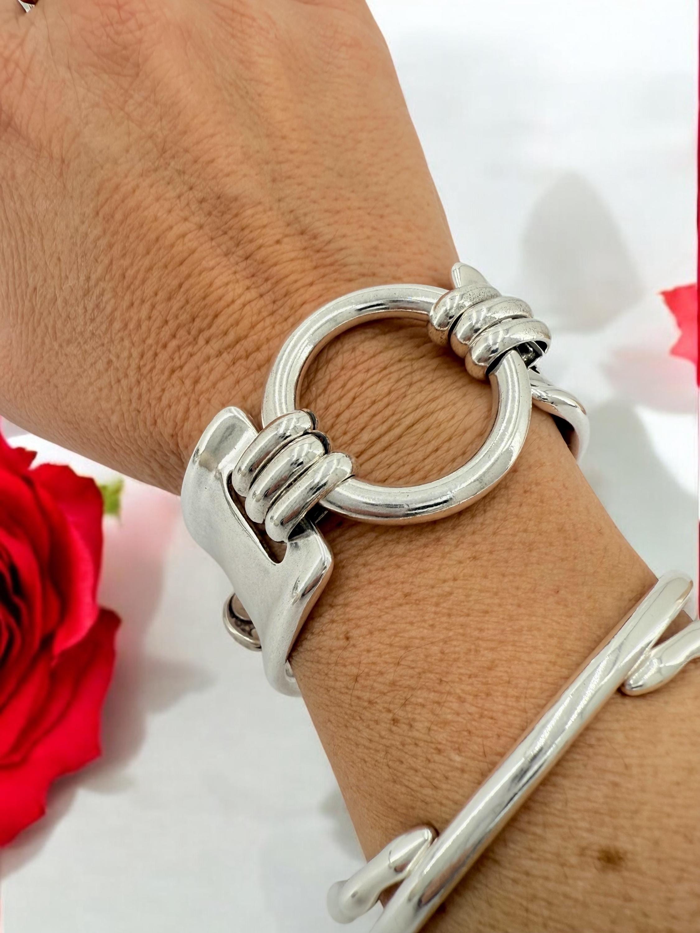 Chunky silver bracelet, cuff bracelet, silver bold bracelet, silver chain bracelet, thick link bracelet, , statement bracelet