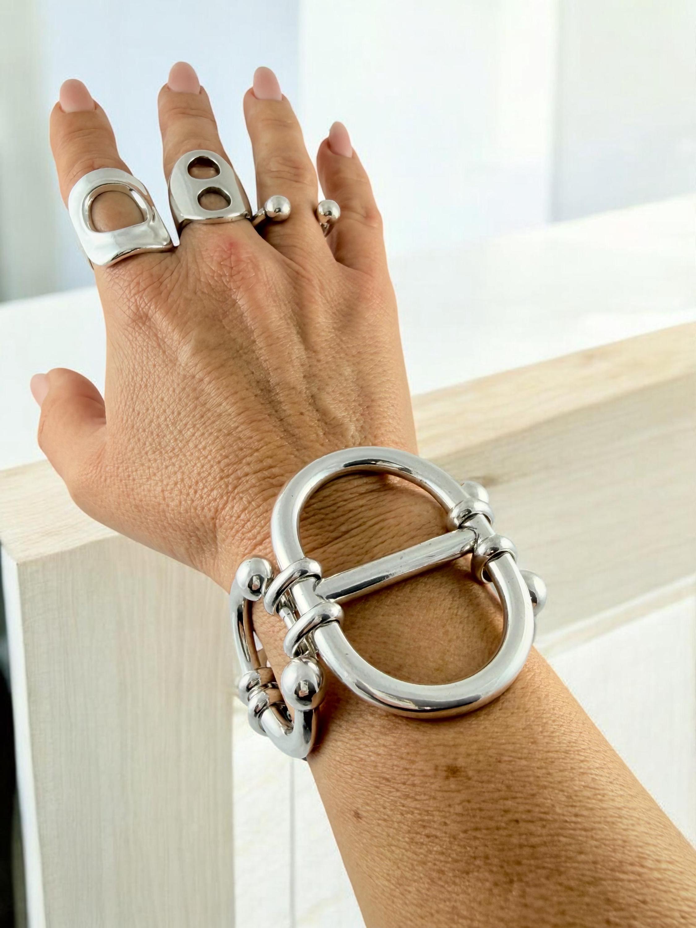 Chunky Silver extra large Link Bracelet – Bold Mariner Chain Design – Adjustable Statement Jewelry For large wrist