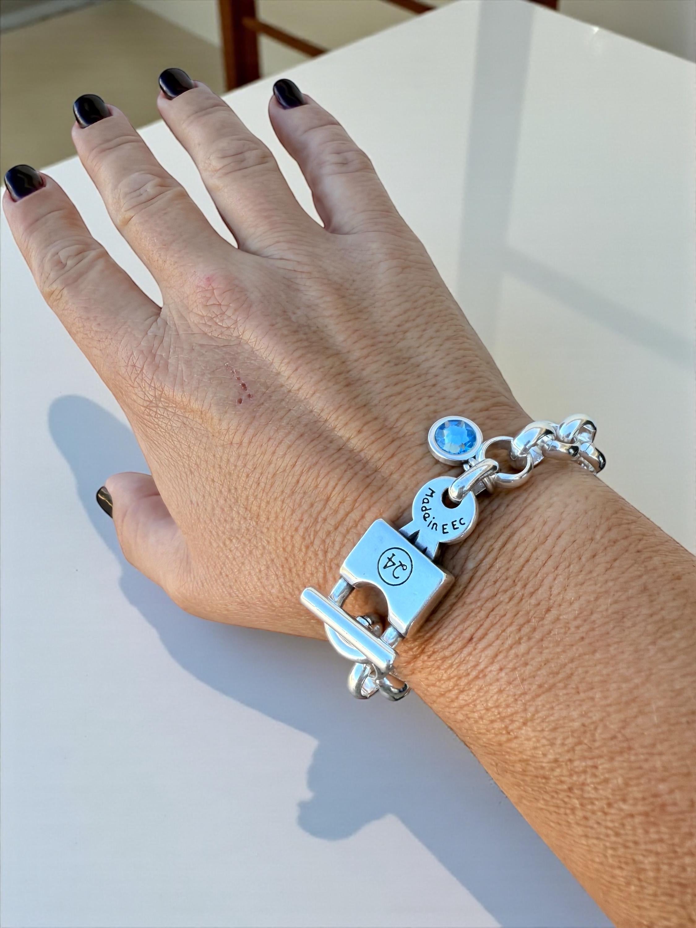 Oversized thick chain womens padlock bracelet| chunky key-lock Cuban link chain bracelet| edgy style silver curb chain cuff bracelet