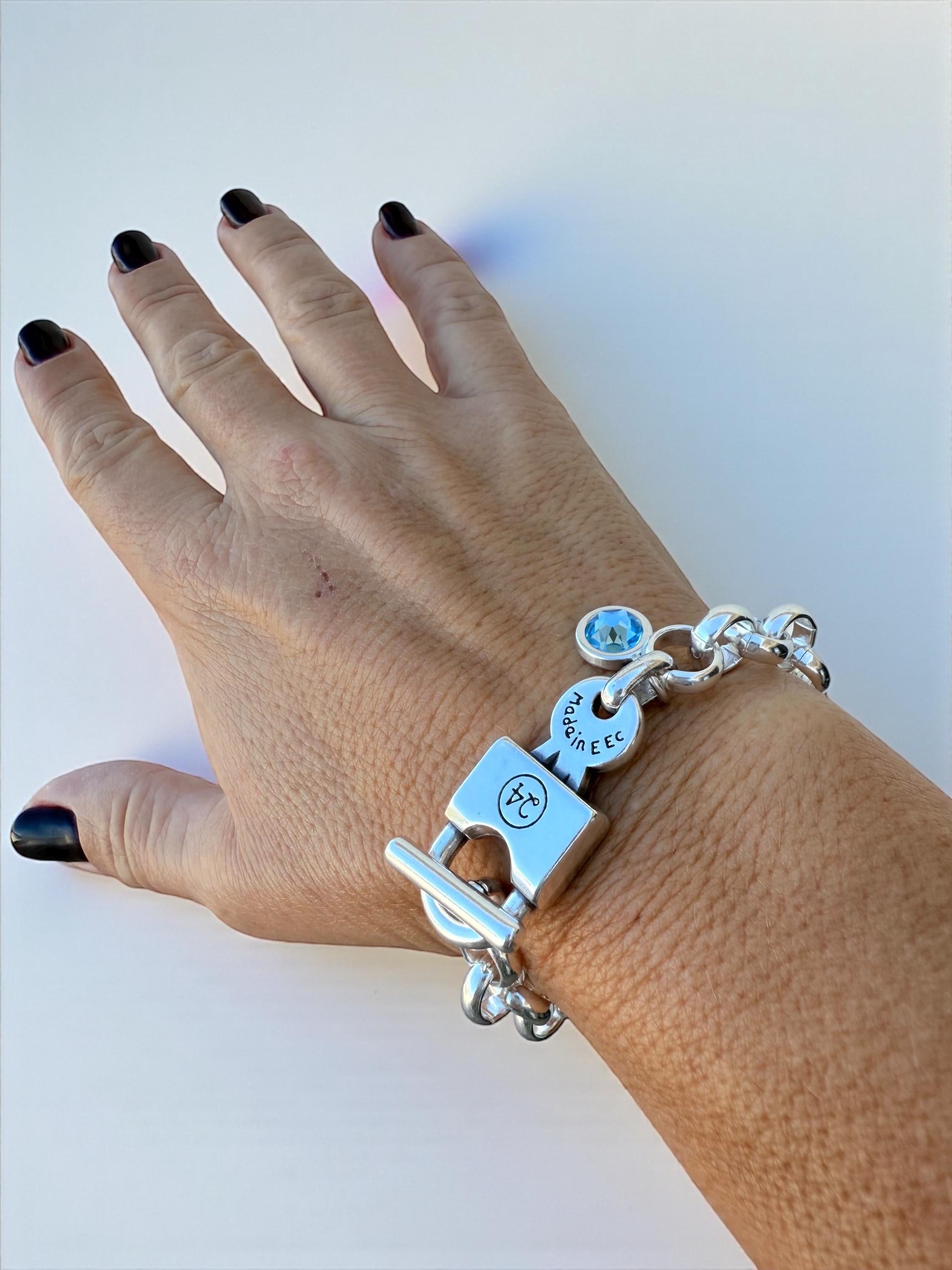 Oversized thick chain womens padlock bracelet| chunky key-lock Cuban link chain bracelet| edgy style silver curb chain cuff bracelet