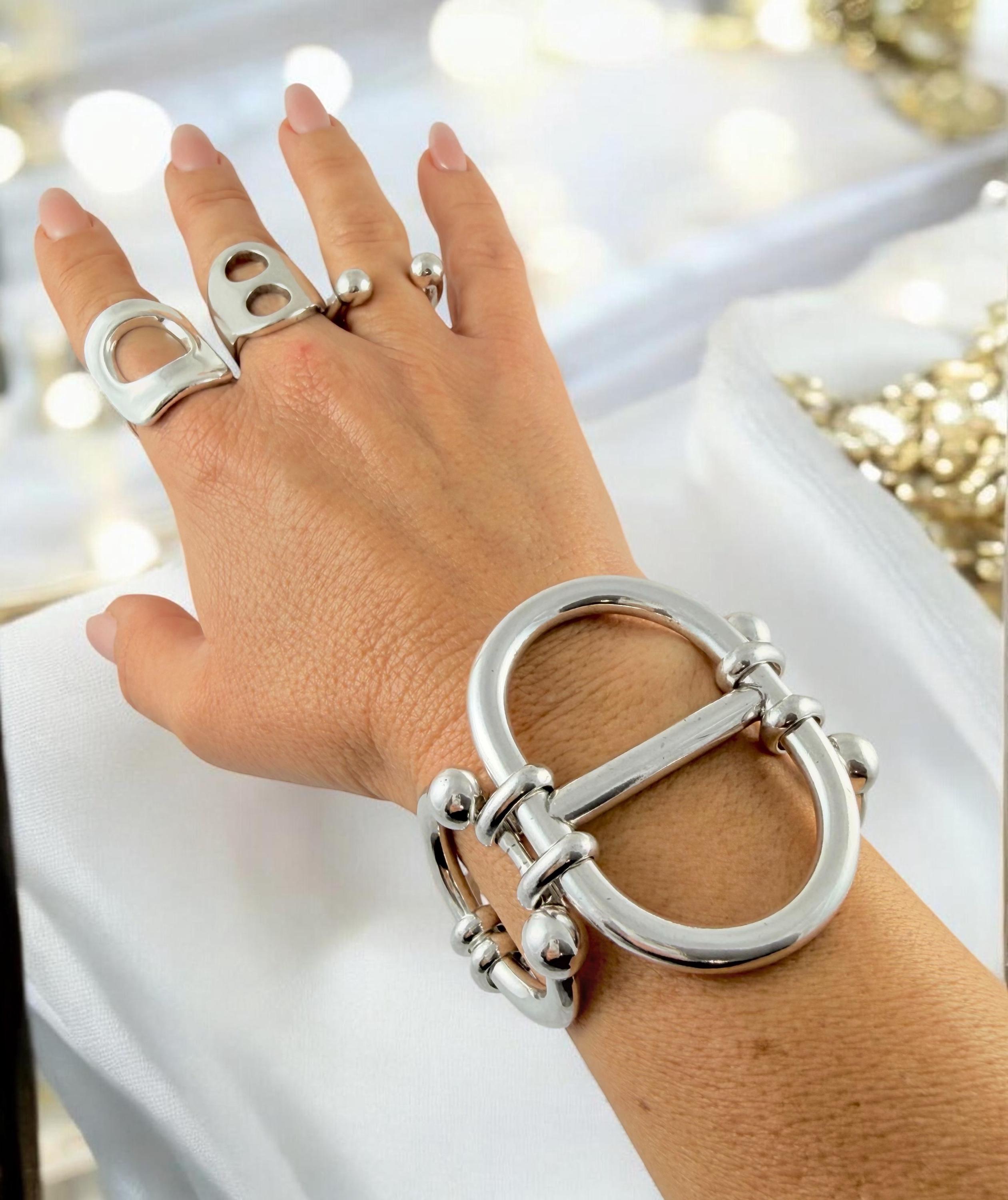 Chunky Silver extra large Link Bracelet – Bold Mariner Chain Design – Adjustable Statement Jewelry For large wrist